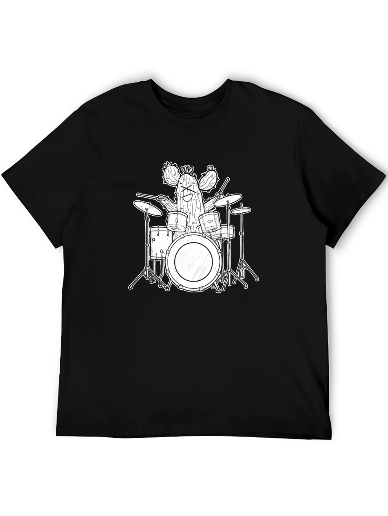 Black Cactus Drummer T-Shirt - Funny Band Tee view 5