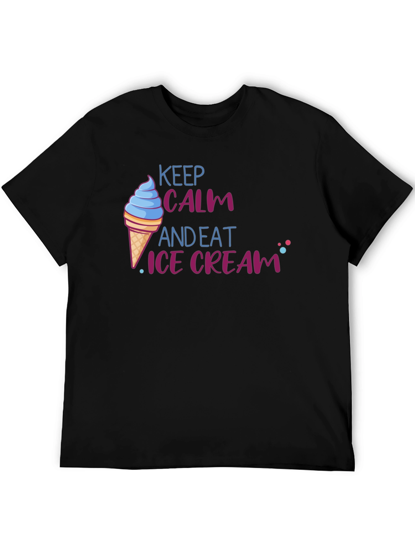 Black Keep Calm and Eat Ice Cream T-Shirt - Fun Novelty Tee view 5