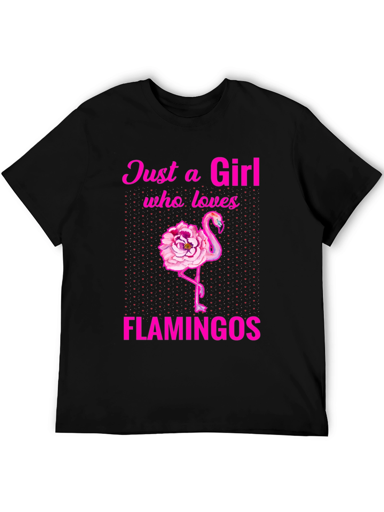 Black Just a Girl Who Loves Flamingos T-Shirt view 5