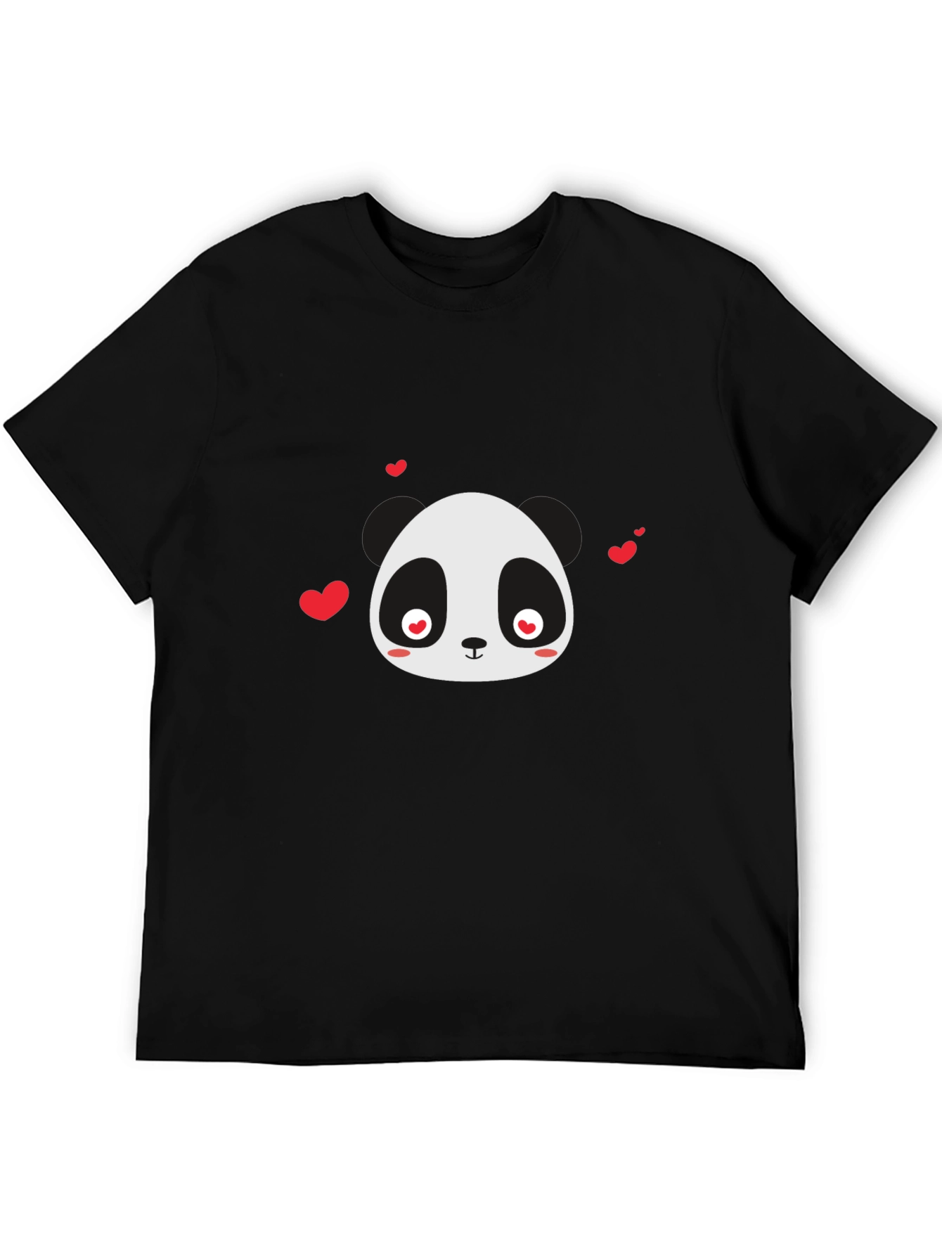 Black Cute Panda Love T-Shirt - Black view 5