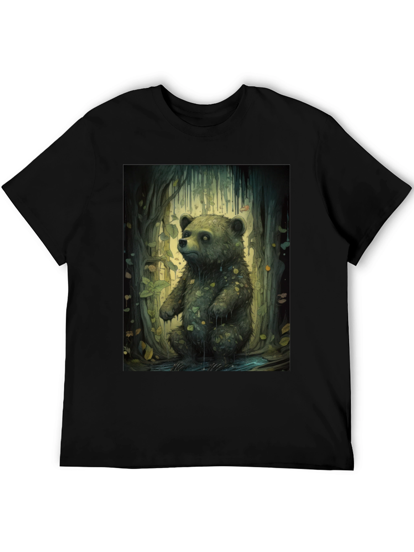 Black Bear Forest Graphic Tee - Nature Inspired Print view 5
