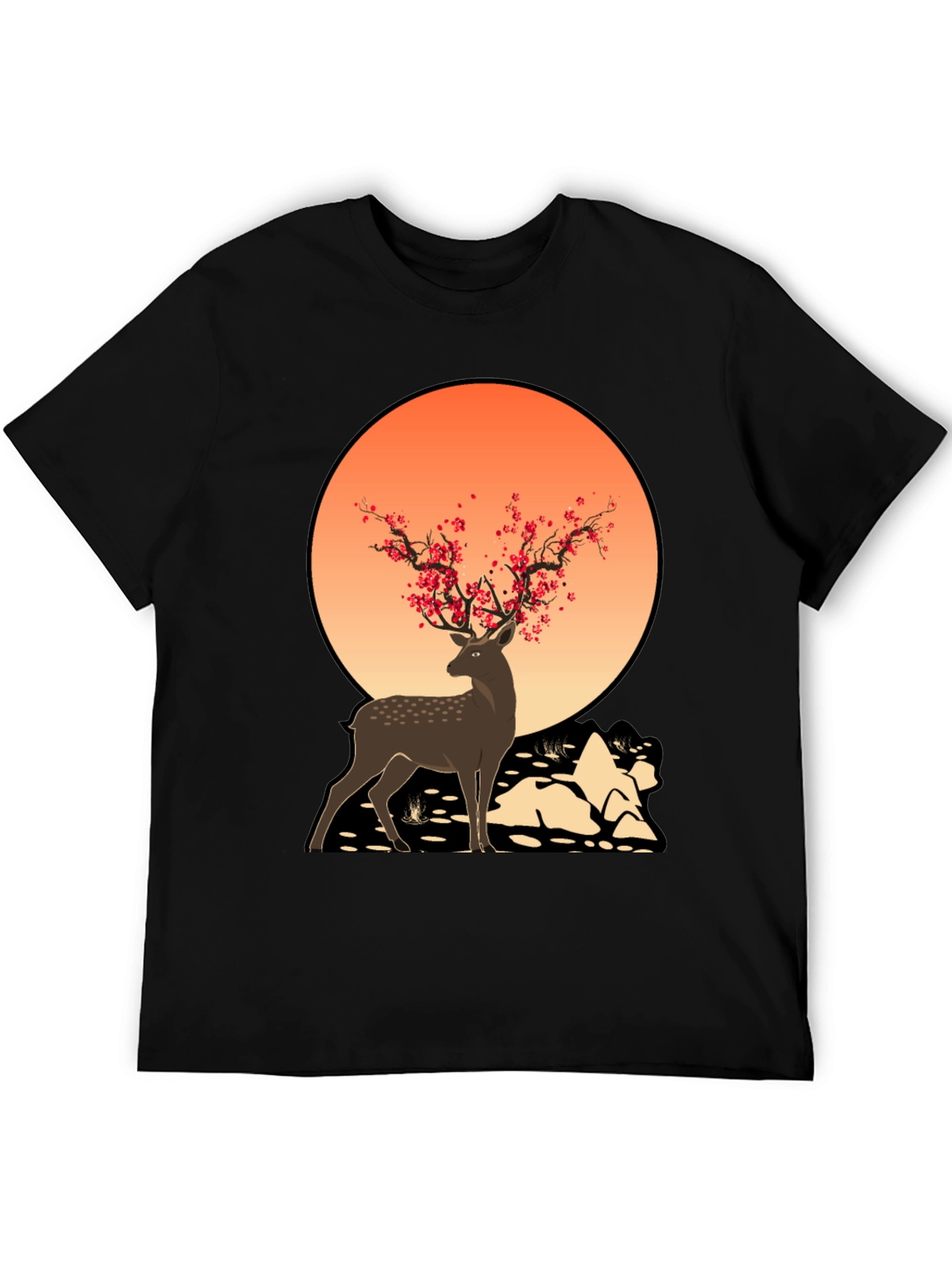 Black Deer and Blossom T-Shirt view 5