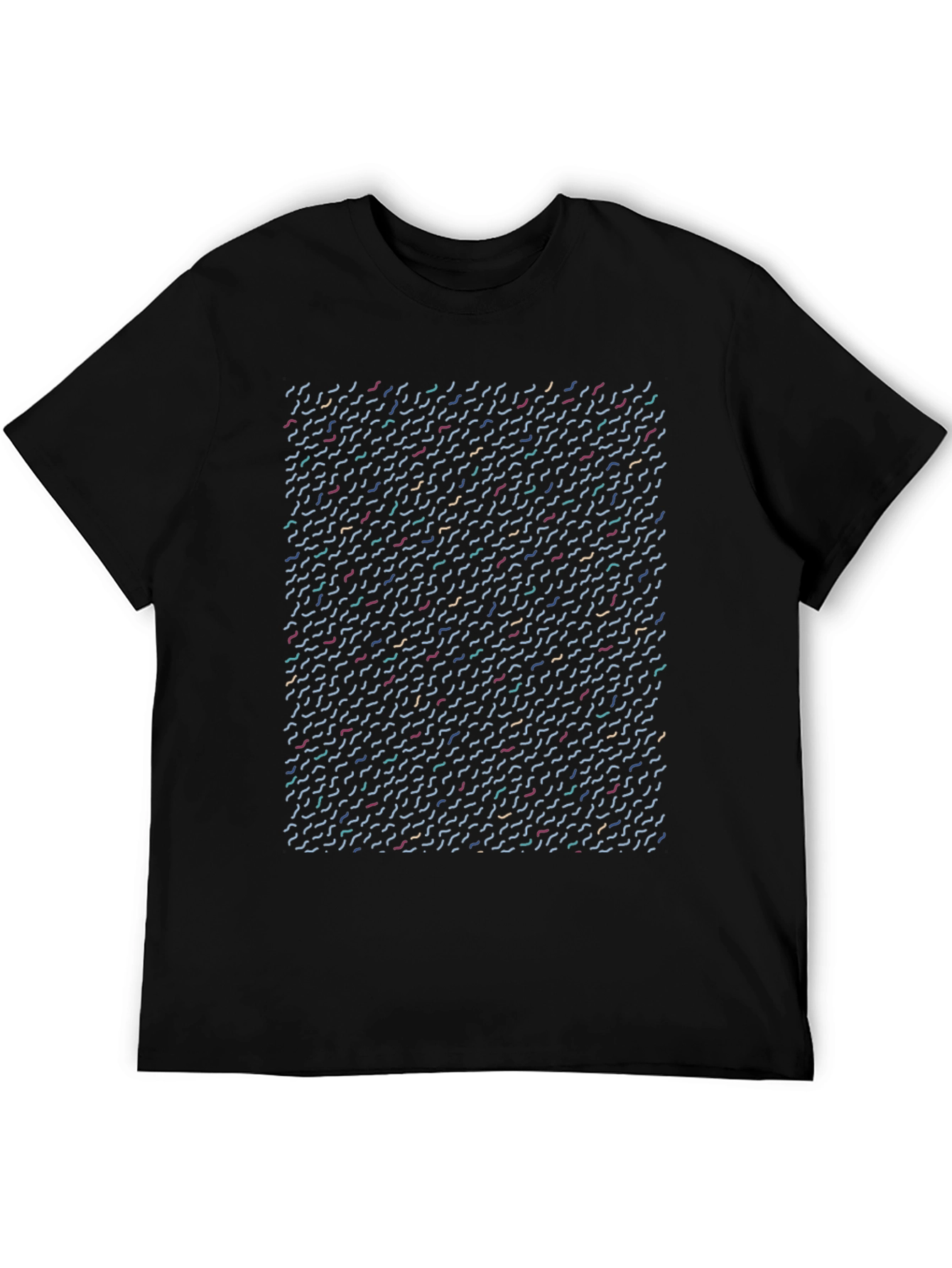 Abstract Line Pattern Black T-Shirt - 5