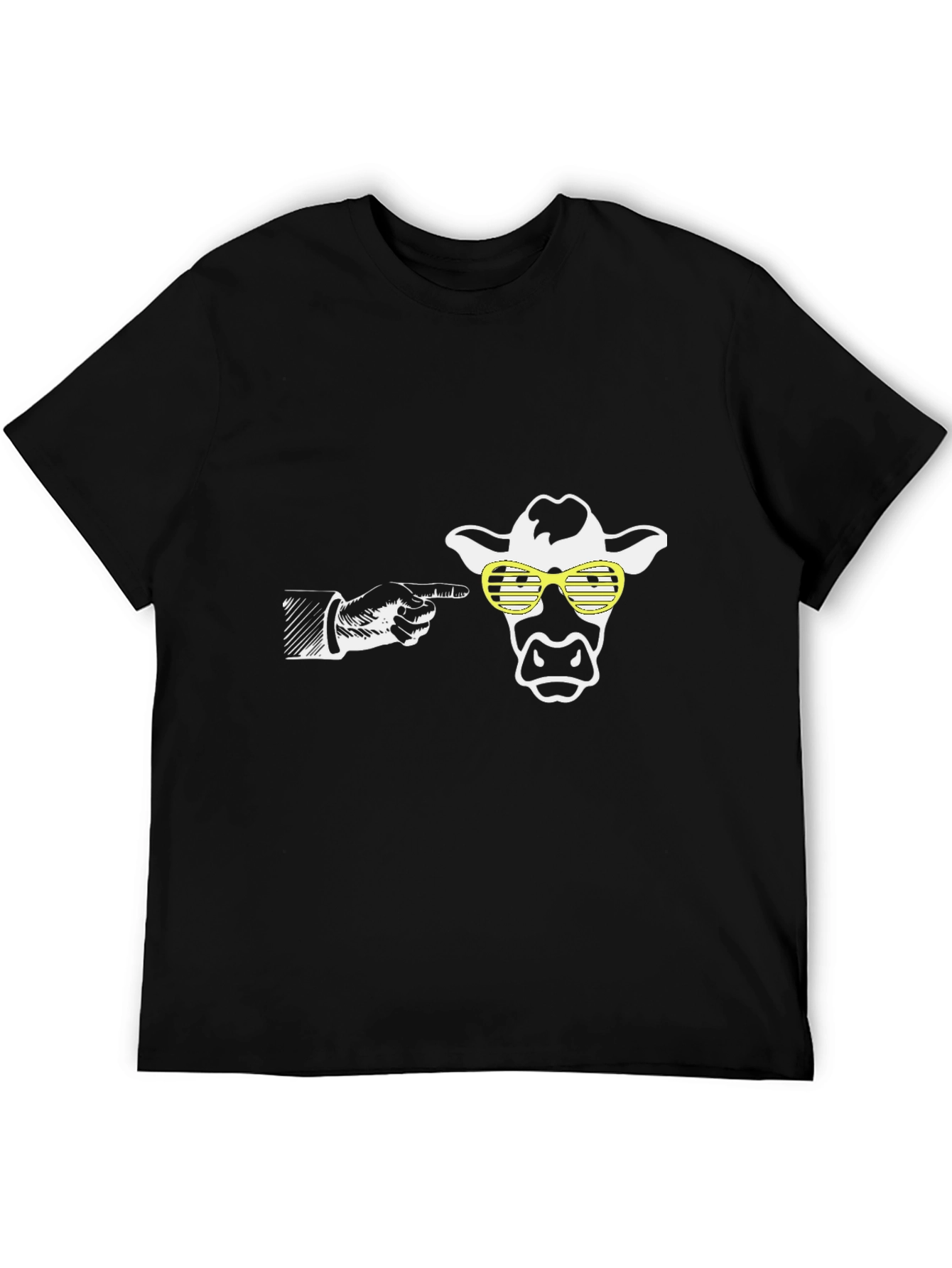 Black Cow with Sunglasses Graphic Tee - Novelty T-Shirt view 5