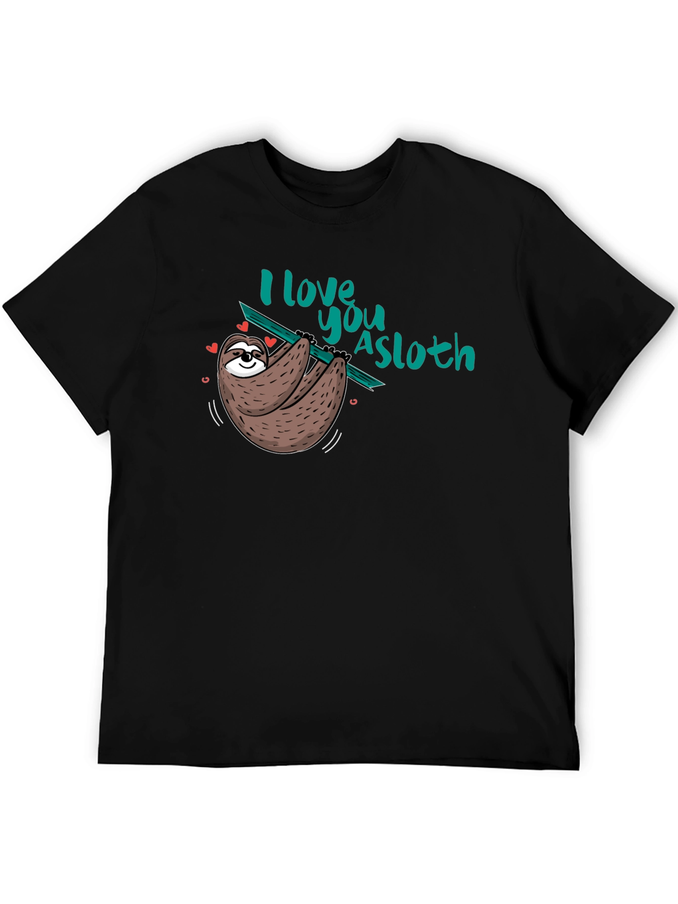 Black I love you a sloth Black T-Shirt view 5