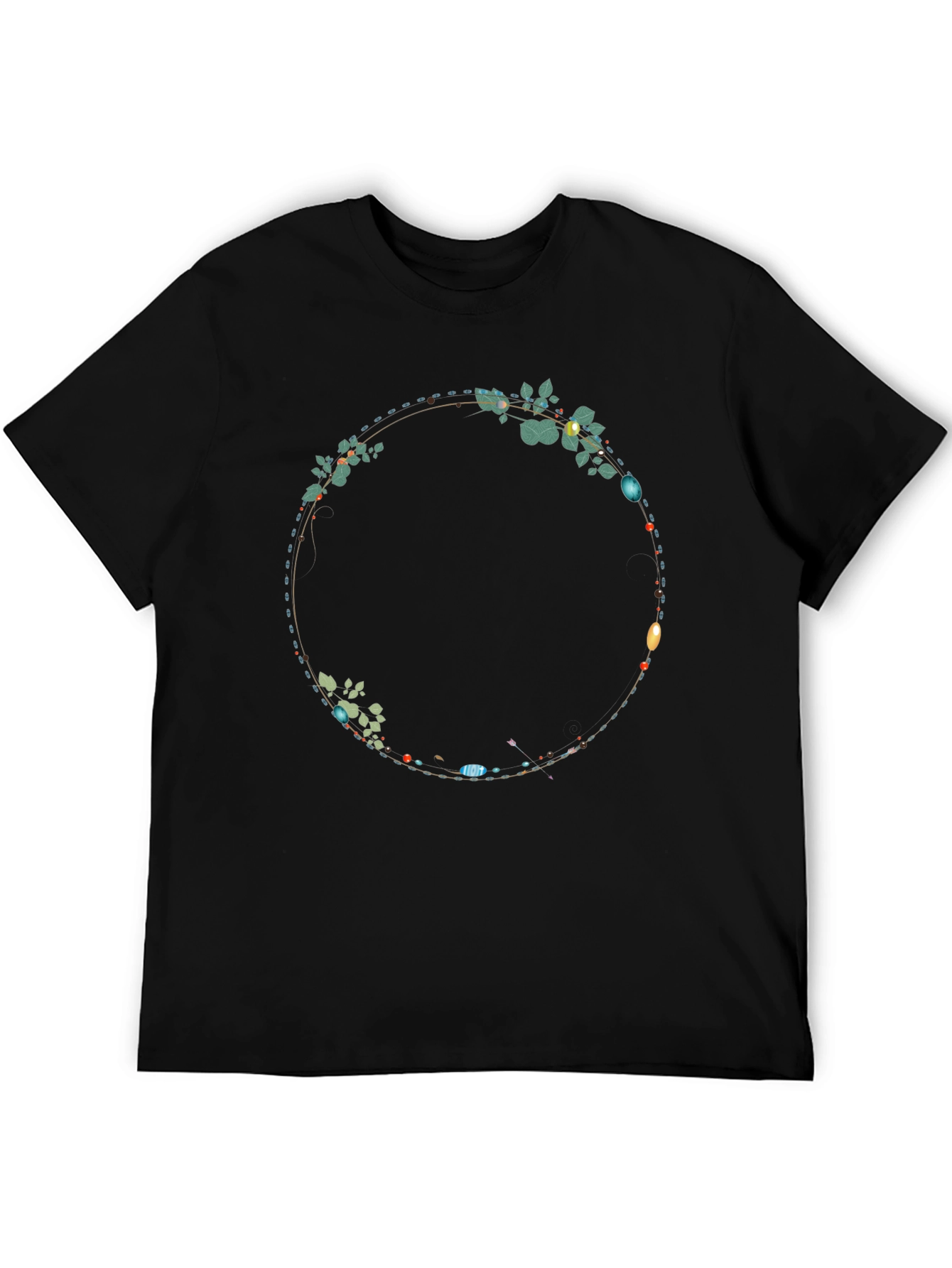 Black Floral Circle Graphic Tee - Stylish Casual Wear view 5