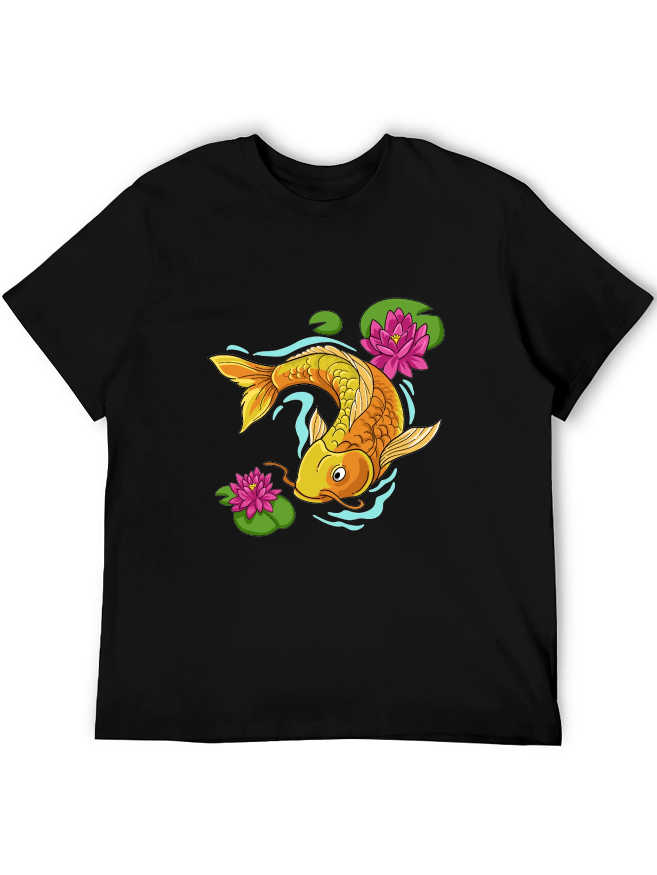 Black Koi Fish Graphic Tee - Black Cotton Blend view 5