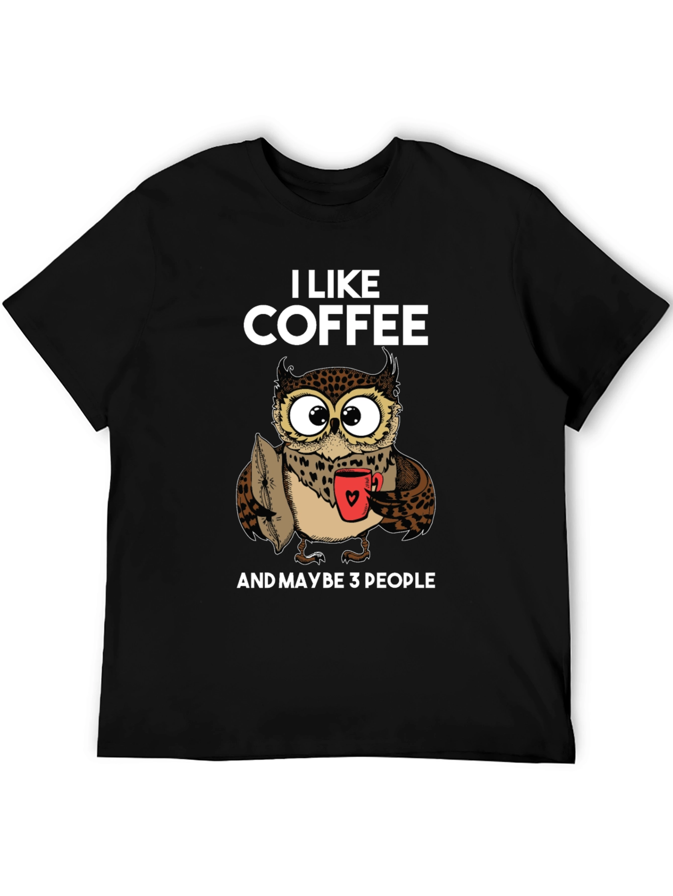 Black Funny Owl Coffee Lover T-Shirt - I Like Coffee view 5