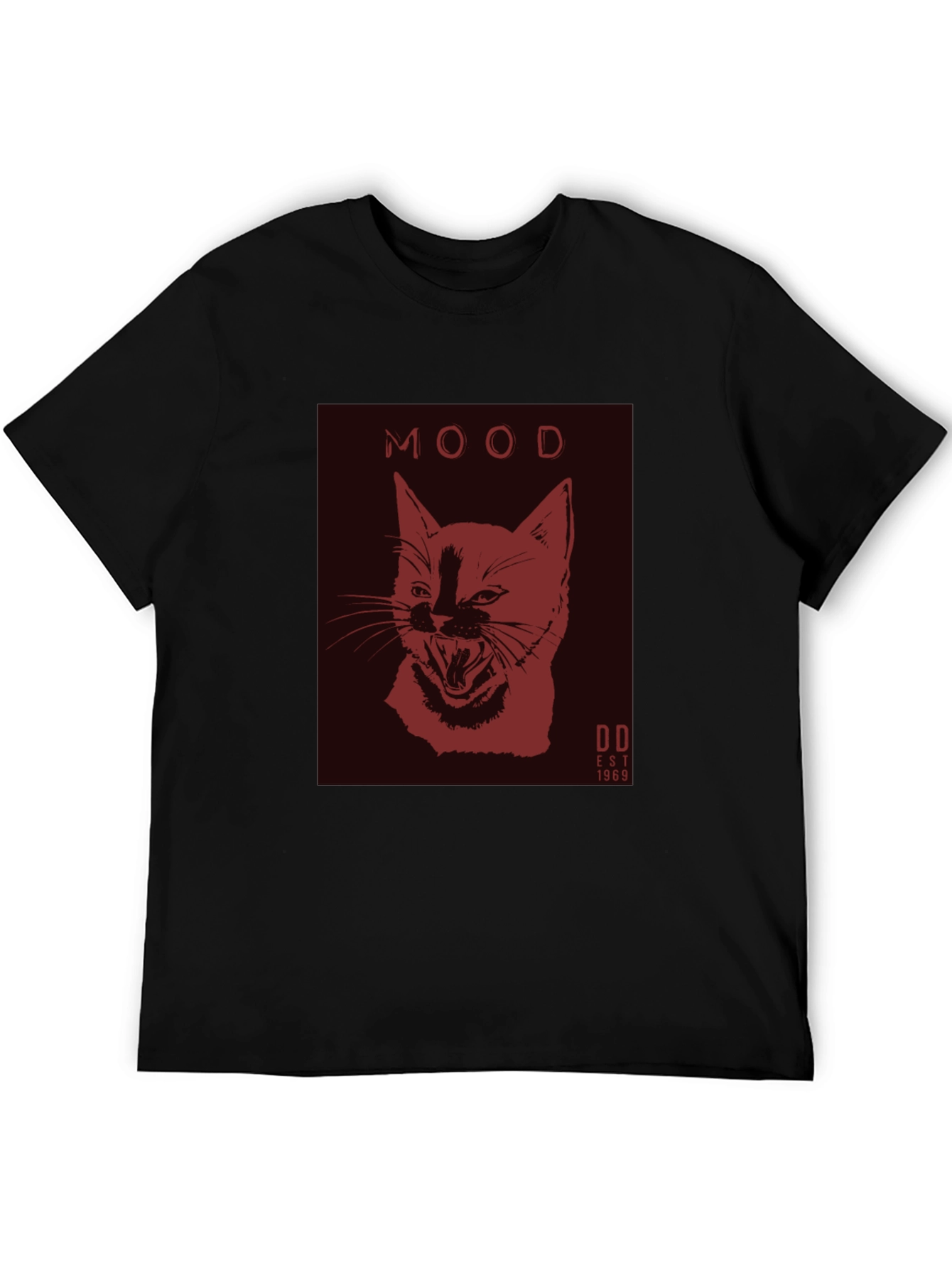 Black Moody Cat Graphic Tee - Black Cotton Comfort view 5