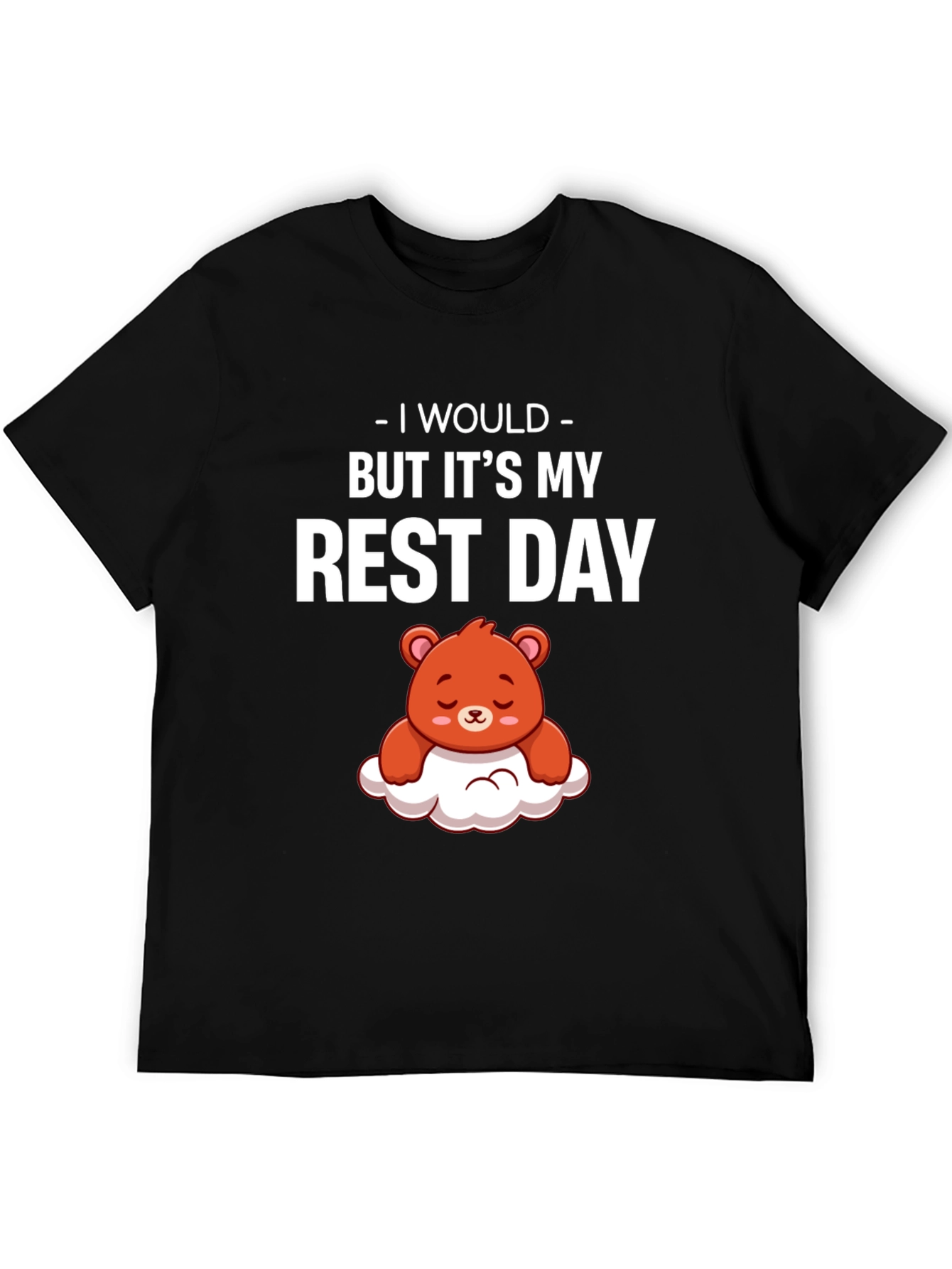 Black Rest Day T-Shirt - Cute Bear Graphic view 5