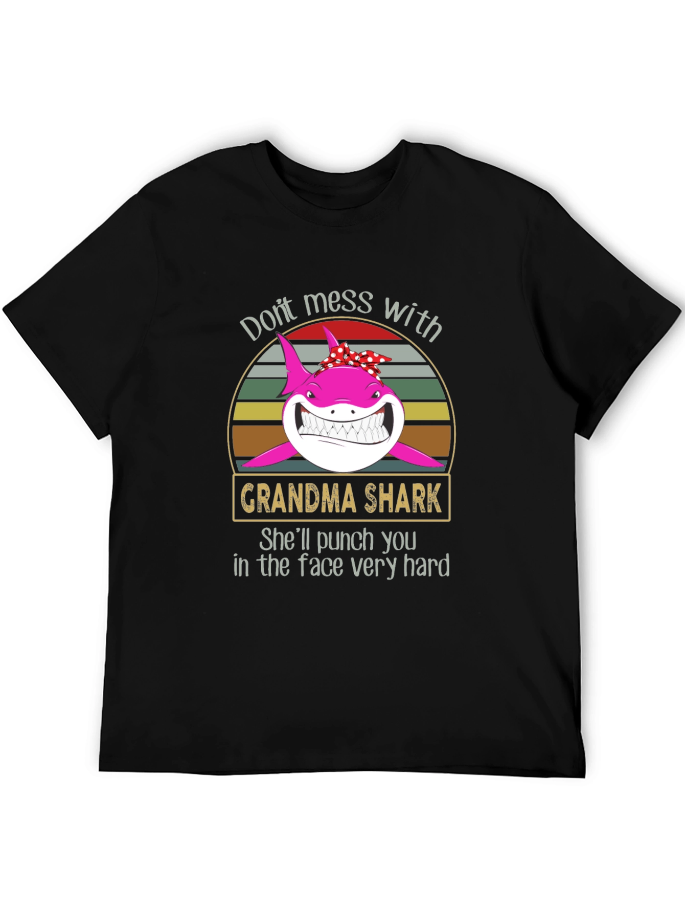 Black Grandma Shark Graphic T-Shirt view 5