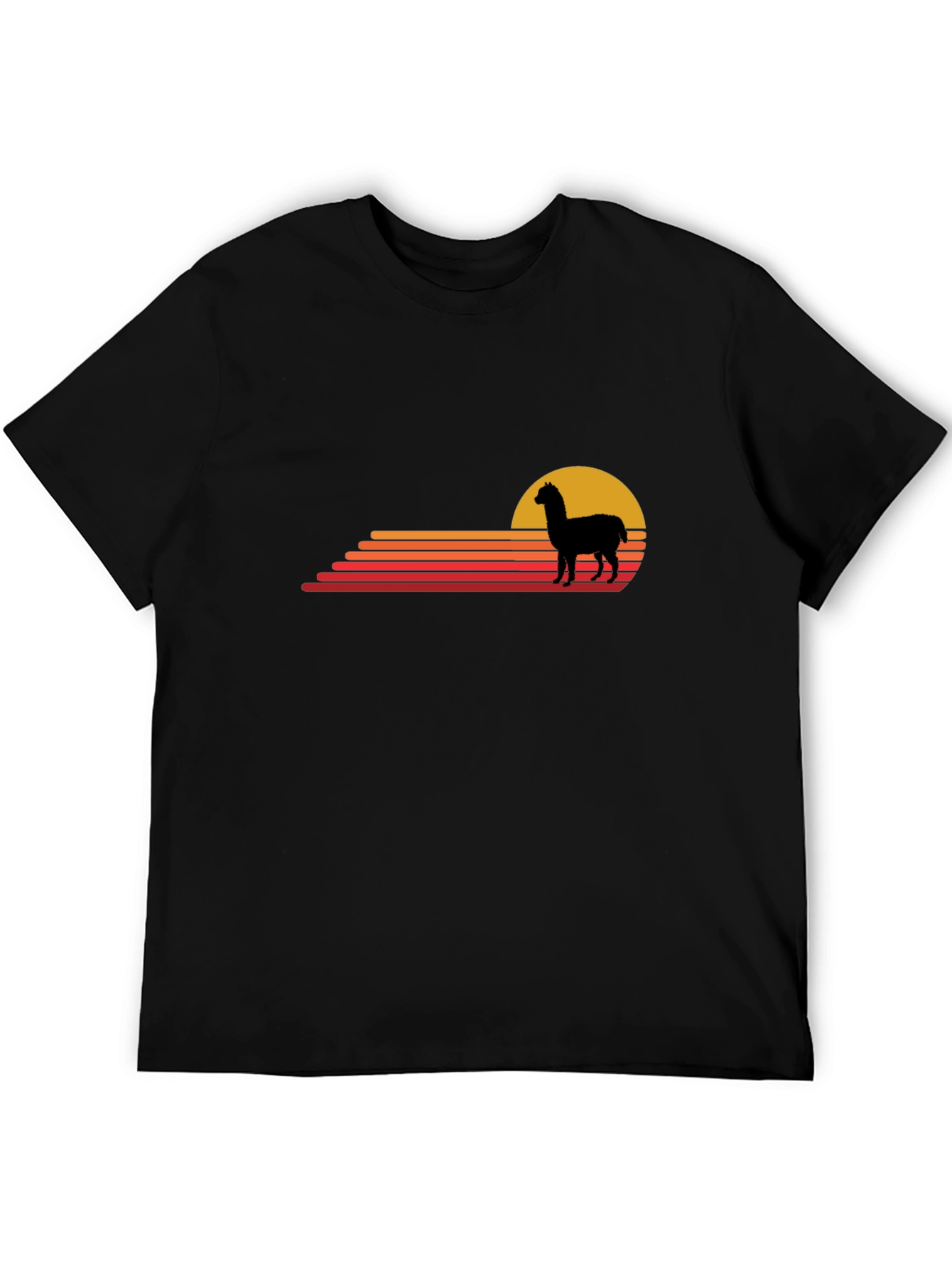 Black Alpaca Sunset Graphic Tee - Retro Style view 5