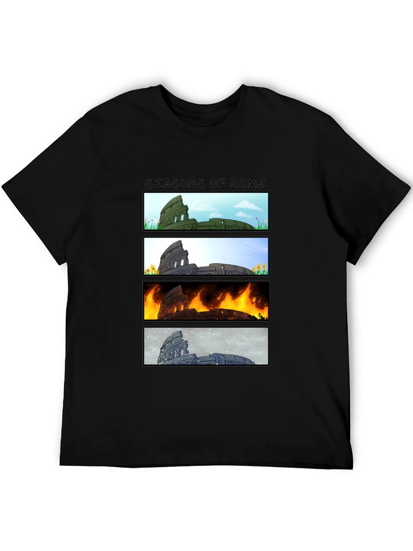 Black Seasons of Rome Graphic T-Shirt view 5