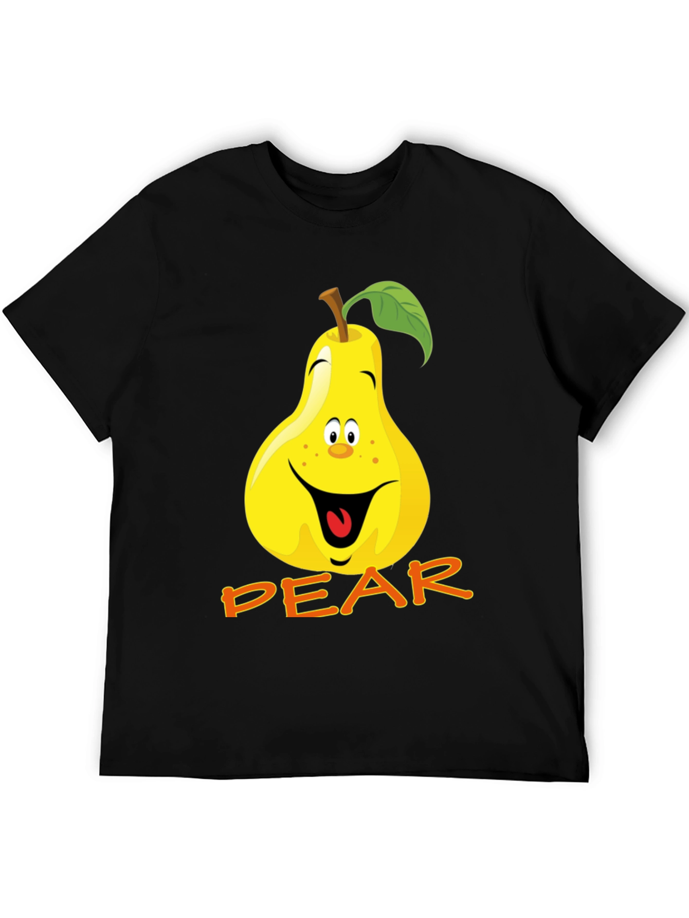 Black Funny Pear Cartoon T-Shirt view 5