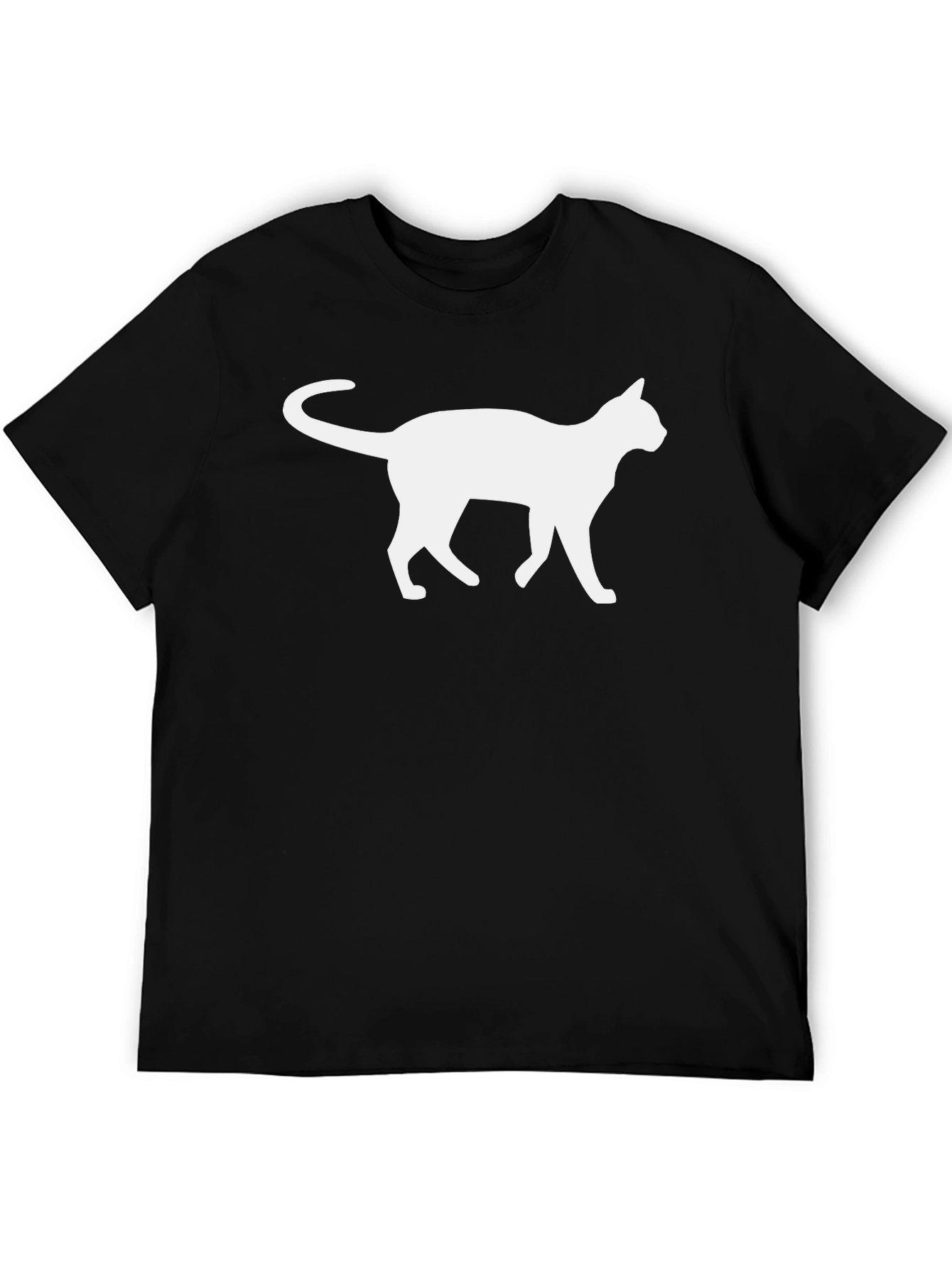 Black Cool Cat Silhouette Graphic T-Shirt view 5