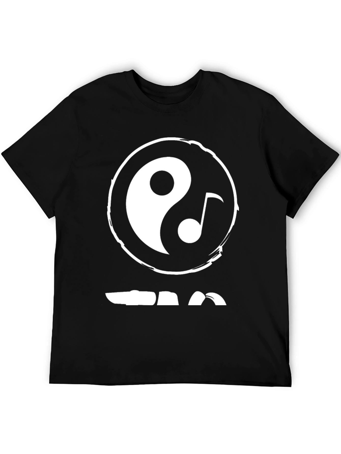 Black Yin Yang Music Note Graphic Tee - Black Cotton view 5