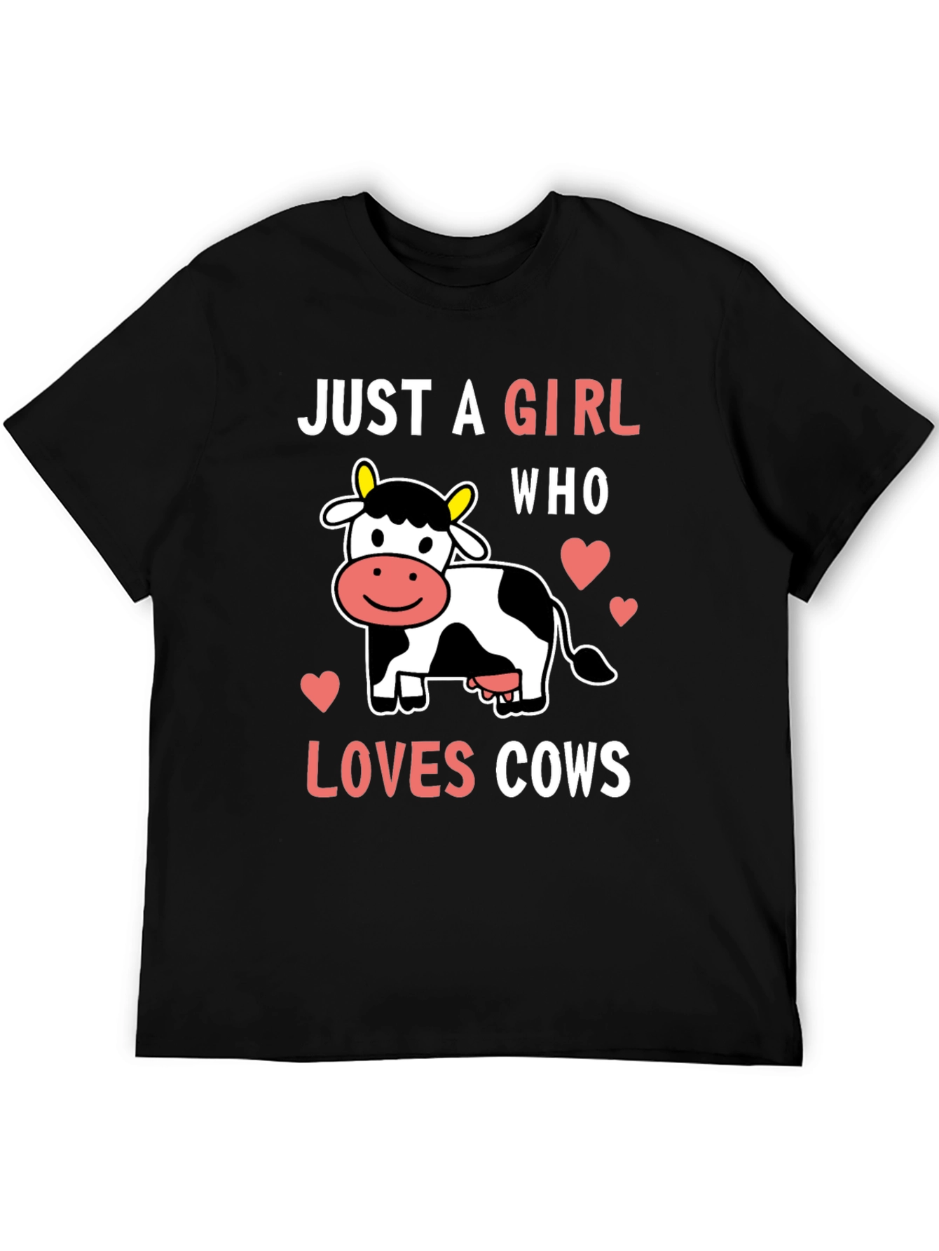 Black Just a Girl Who Loves Cows T-Shirt view 5