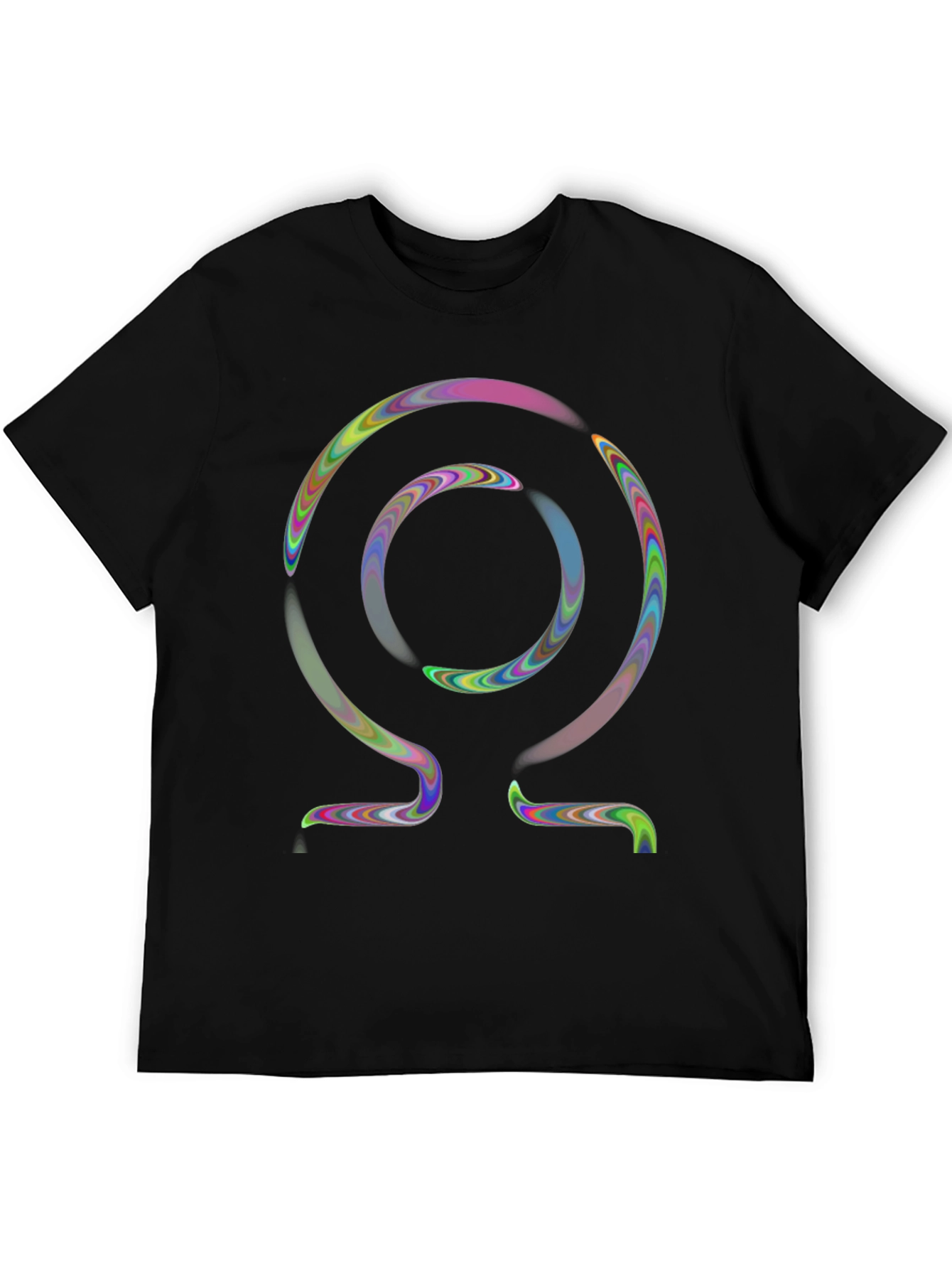 Black Abstract Omega Symbol T-Shirt view 5