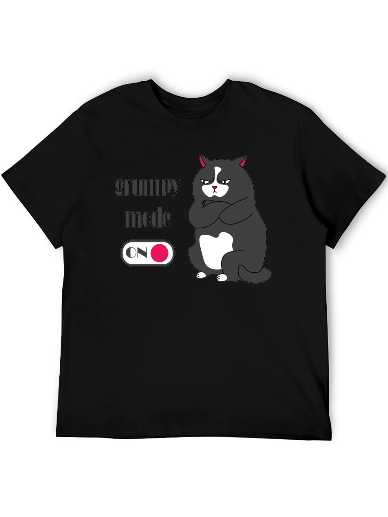 Black Grumpy Mode On Black T-Shirt - Express Your Mood! view 5