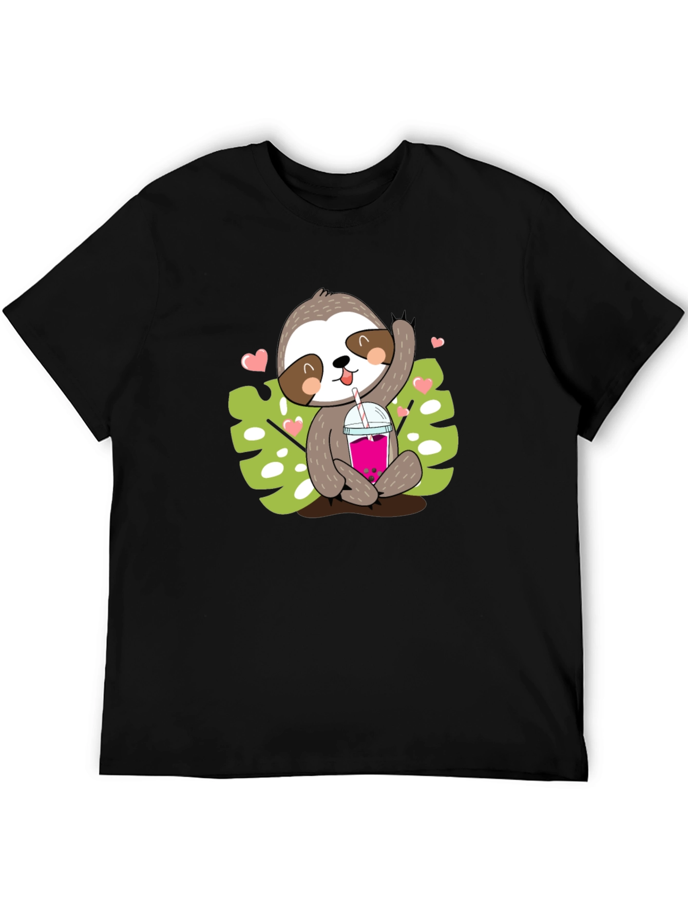 Black Sloth Boba Tea Graphic Tee - Cute Cartoon Animal Shirt view 5
