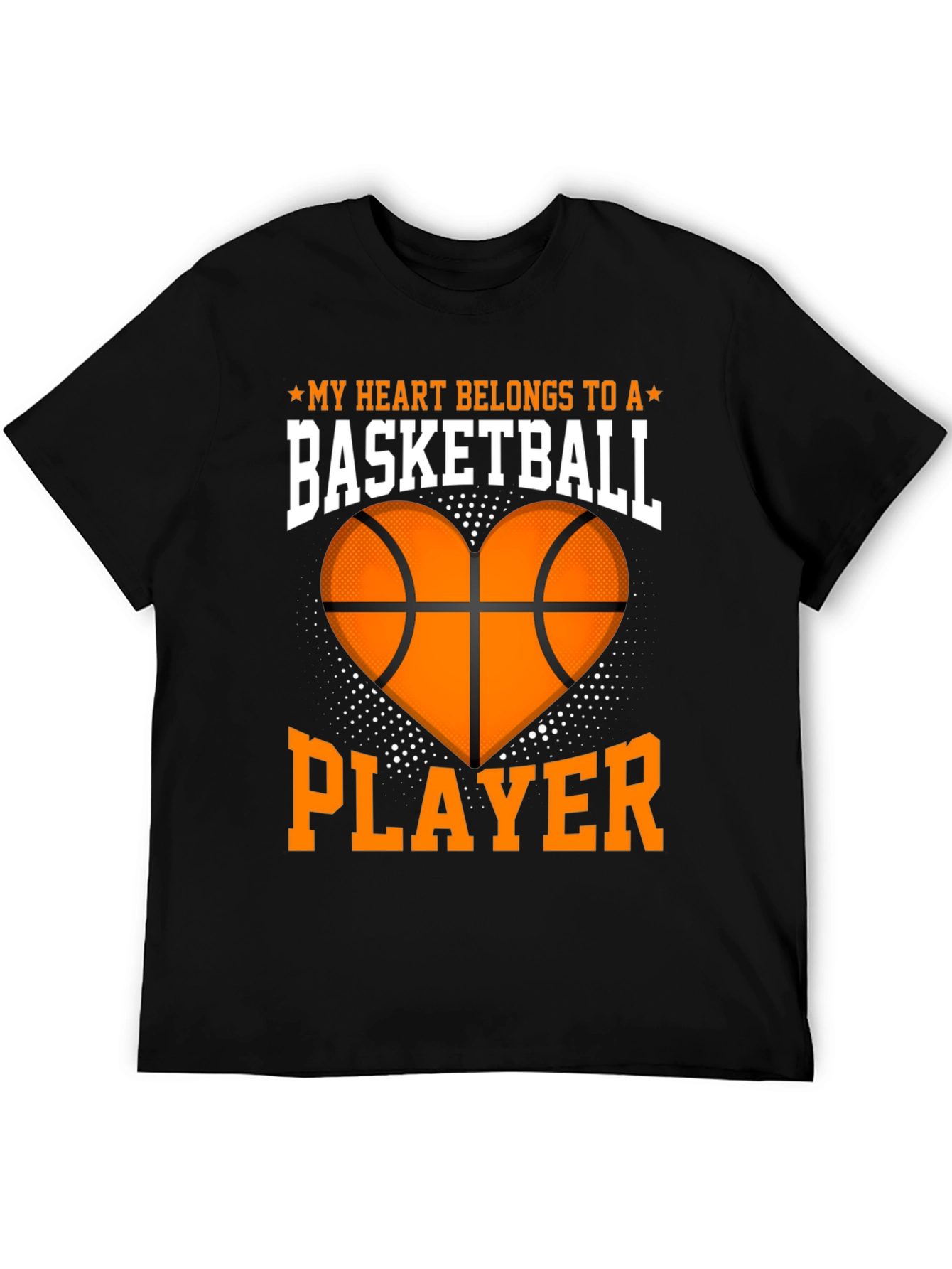 Black Basketball Lover's Heart T-Shirt view 5