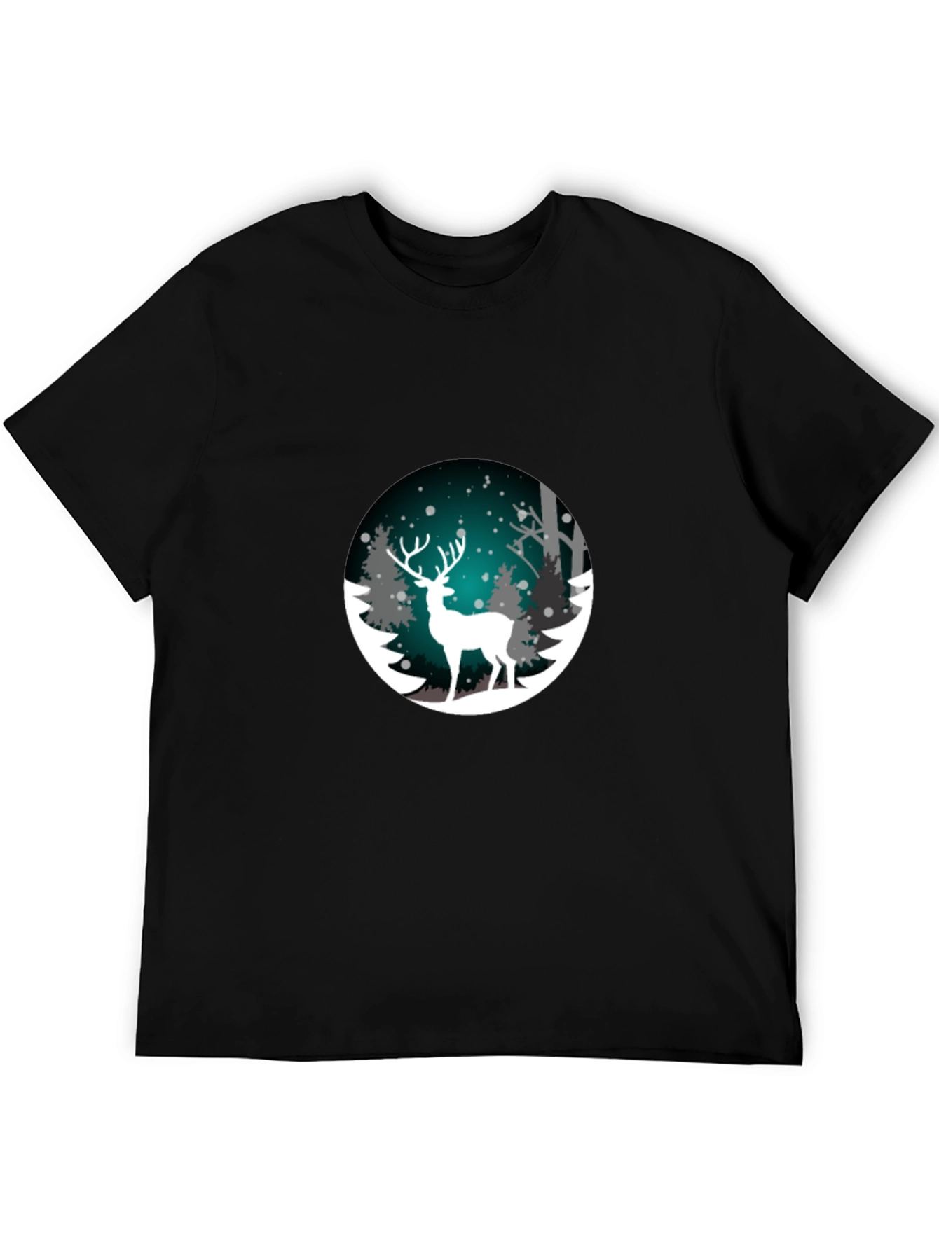 Black Winter Deer Graphic T-Shirt view 5