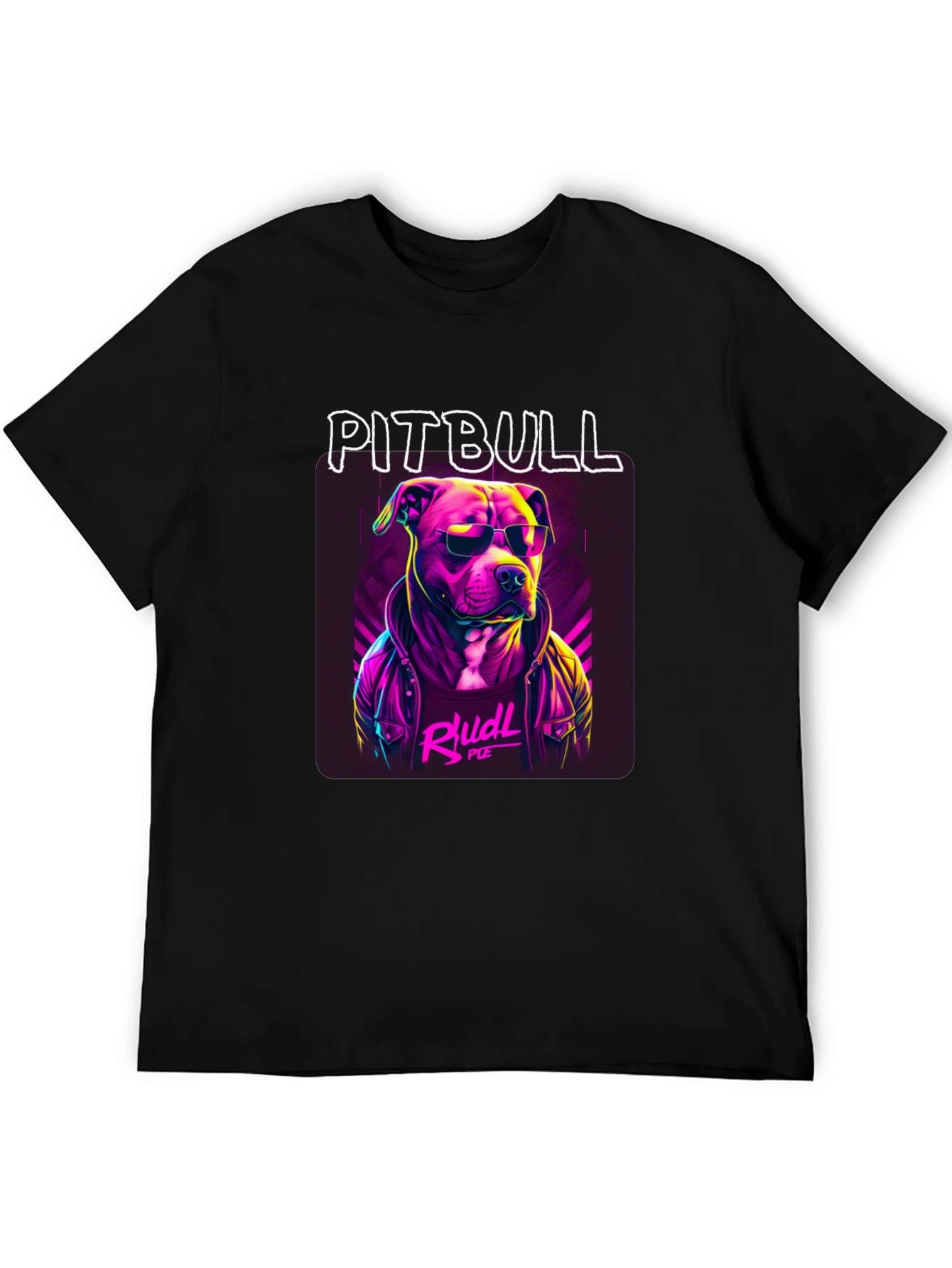 Black Cool Pitbull Graphic Tee - Black Cotton T-Shirt view 5