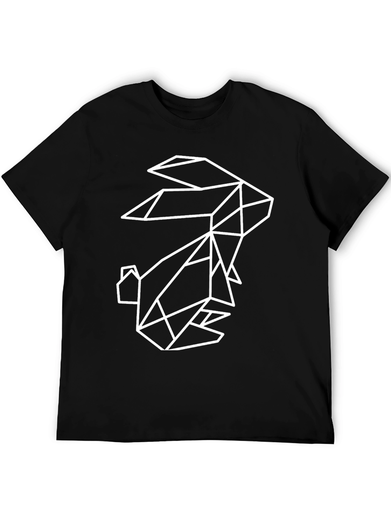 Black Geometric Rabbit Graphic Tee - Modern Animal Lover Style view 5