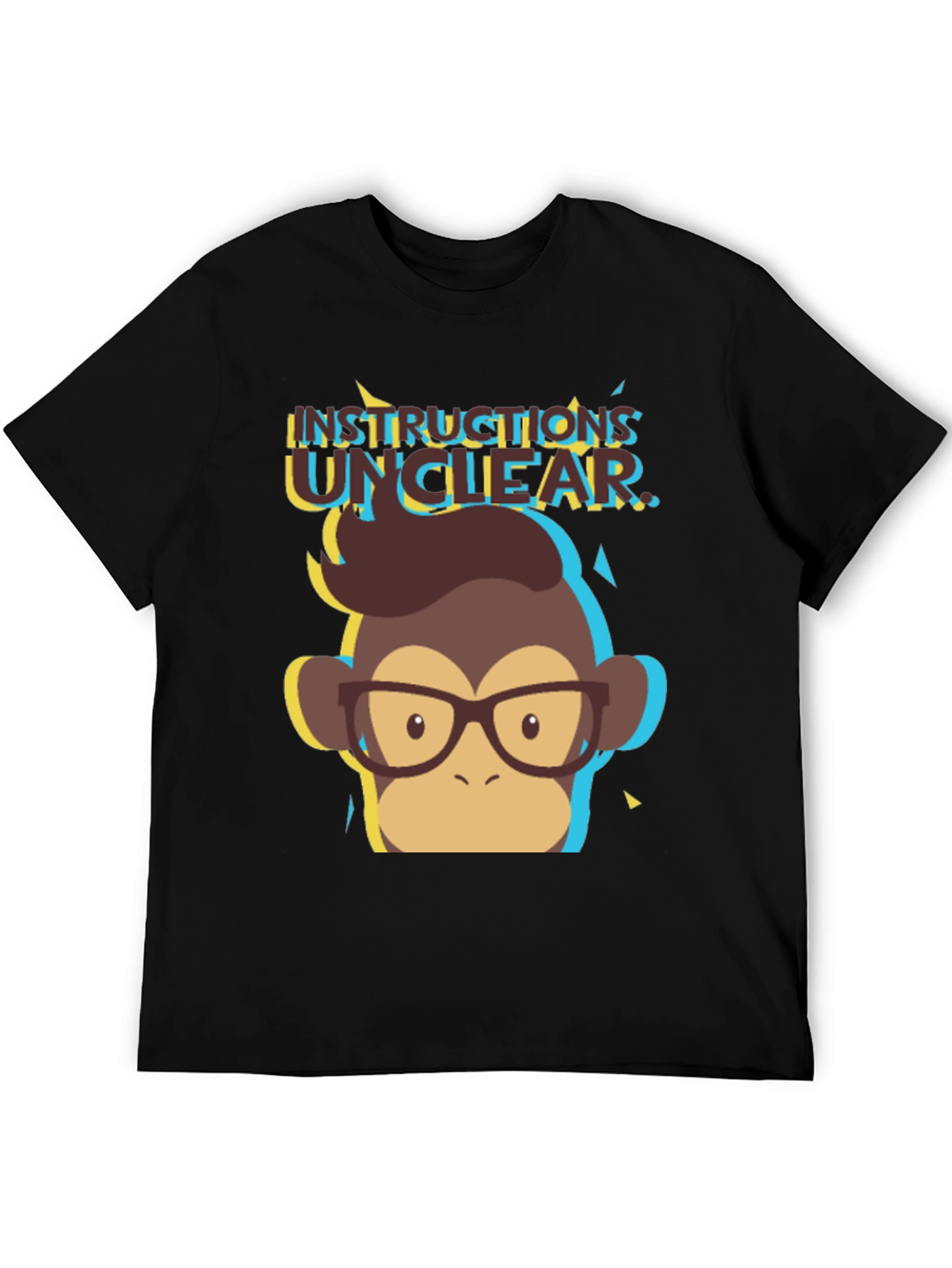Black Instructions Unclear Monkey Graphic Tee - Black T-Shirt view 5