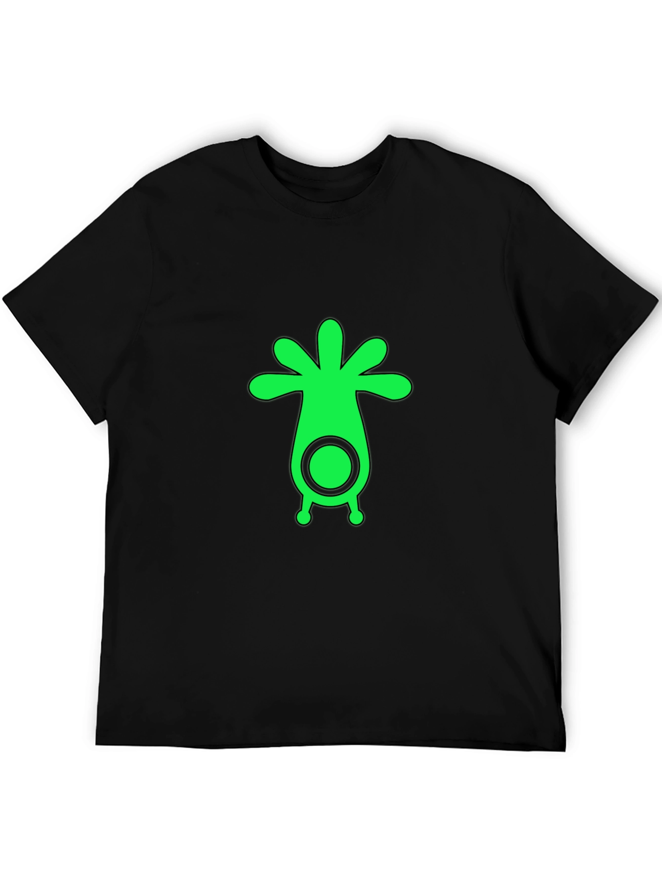 Black Men's Black T-Shirt with Green Alien Graphic view 5