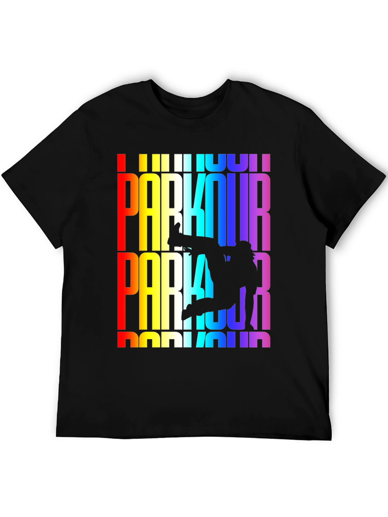 Black Rainbow Parkour Graphic Tee - Black view 5