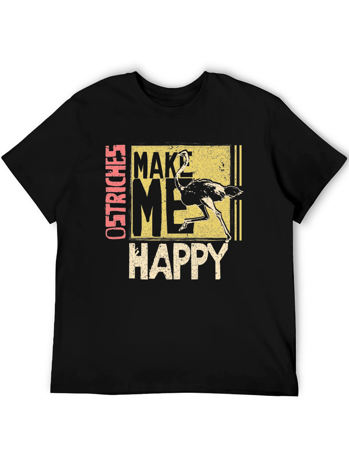 Black Ostrich Make Me Happy Graphic T-Shirt - Black view 5