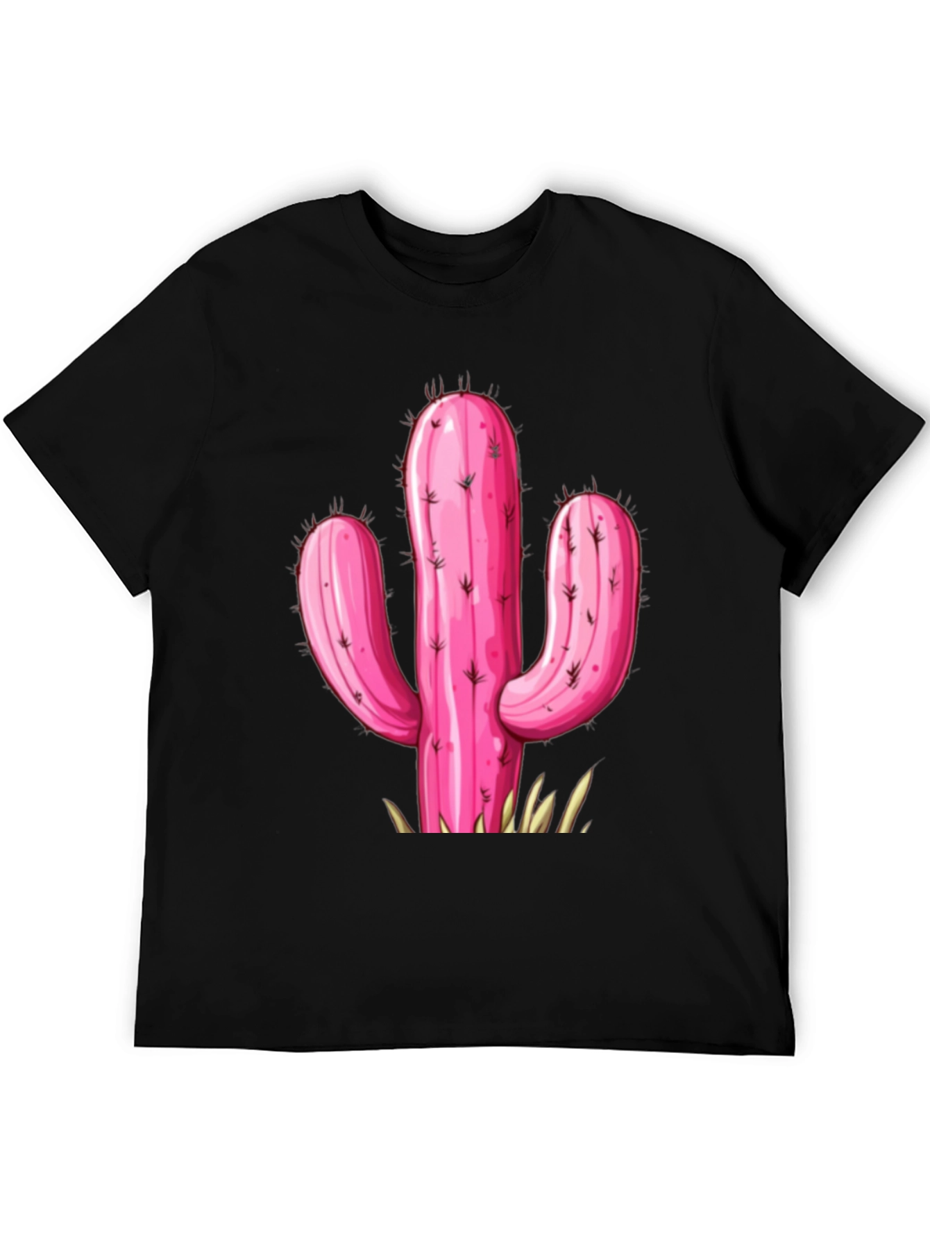 Black Pink Cactus Graphic Tee - Stylish Desert Vibe T-Shirt view 5