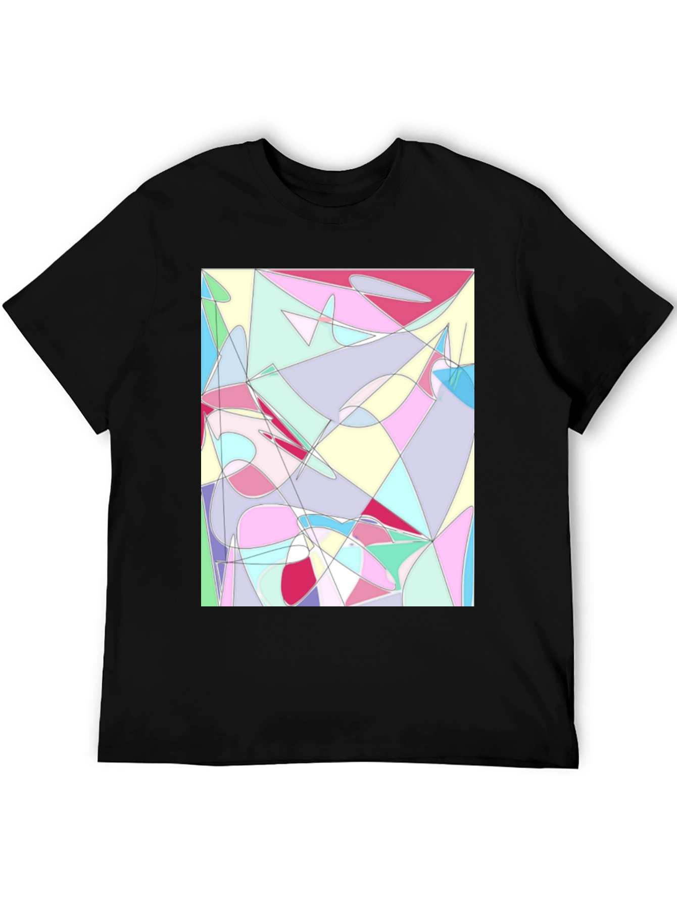Black Abstract Geometric Print Black T-Shirt view 5