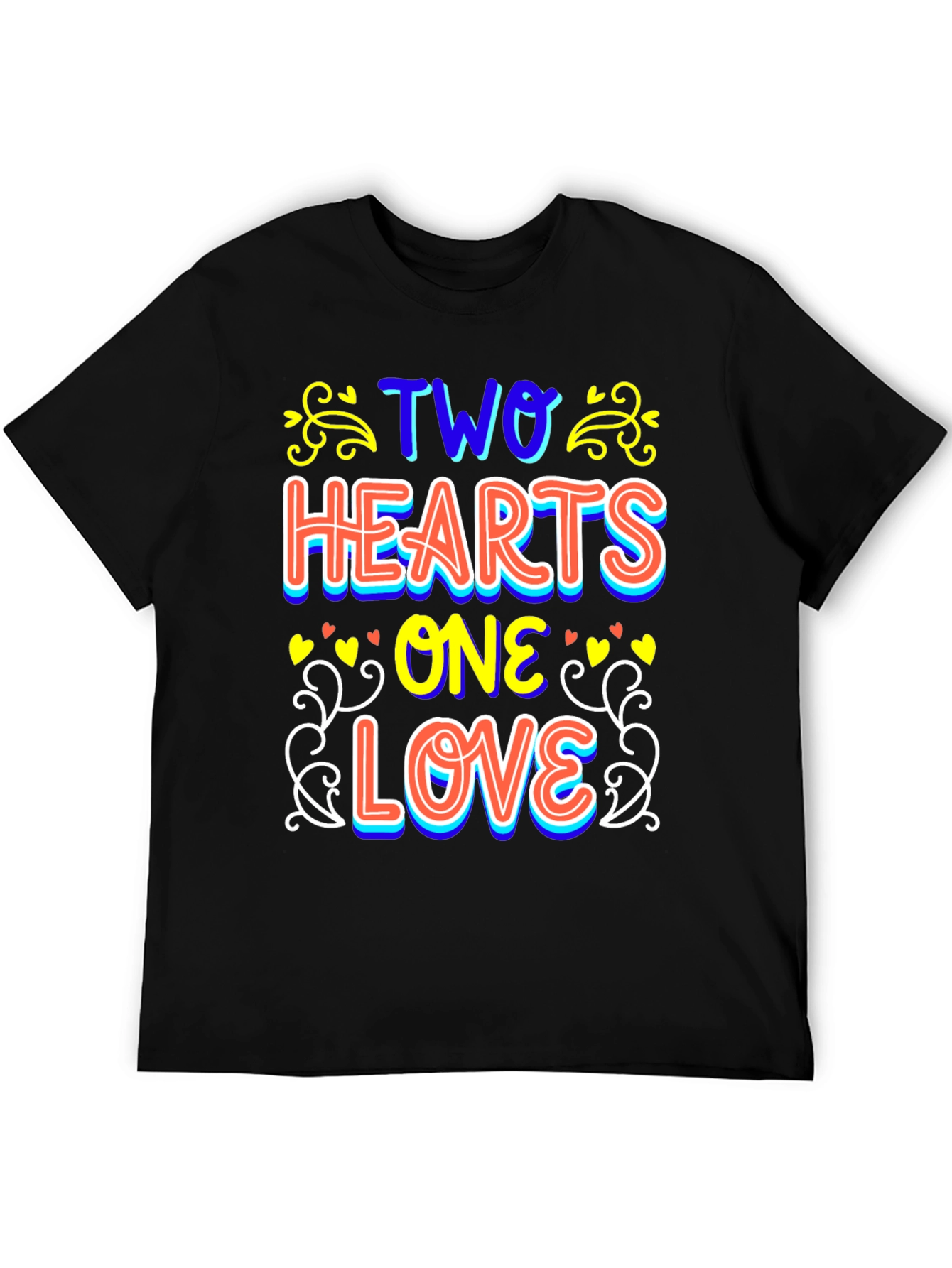 Black Two Hearts One Love Black T-Shirt view 5