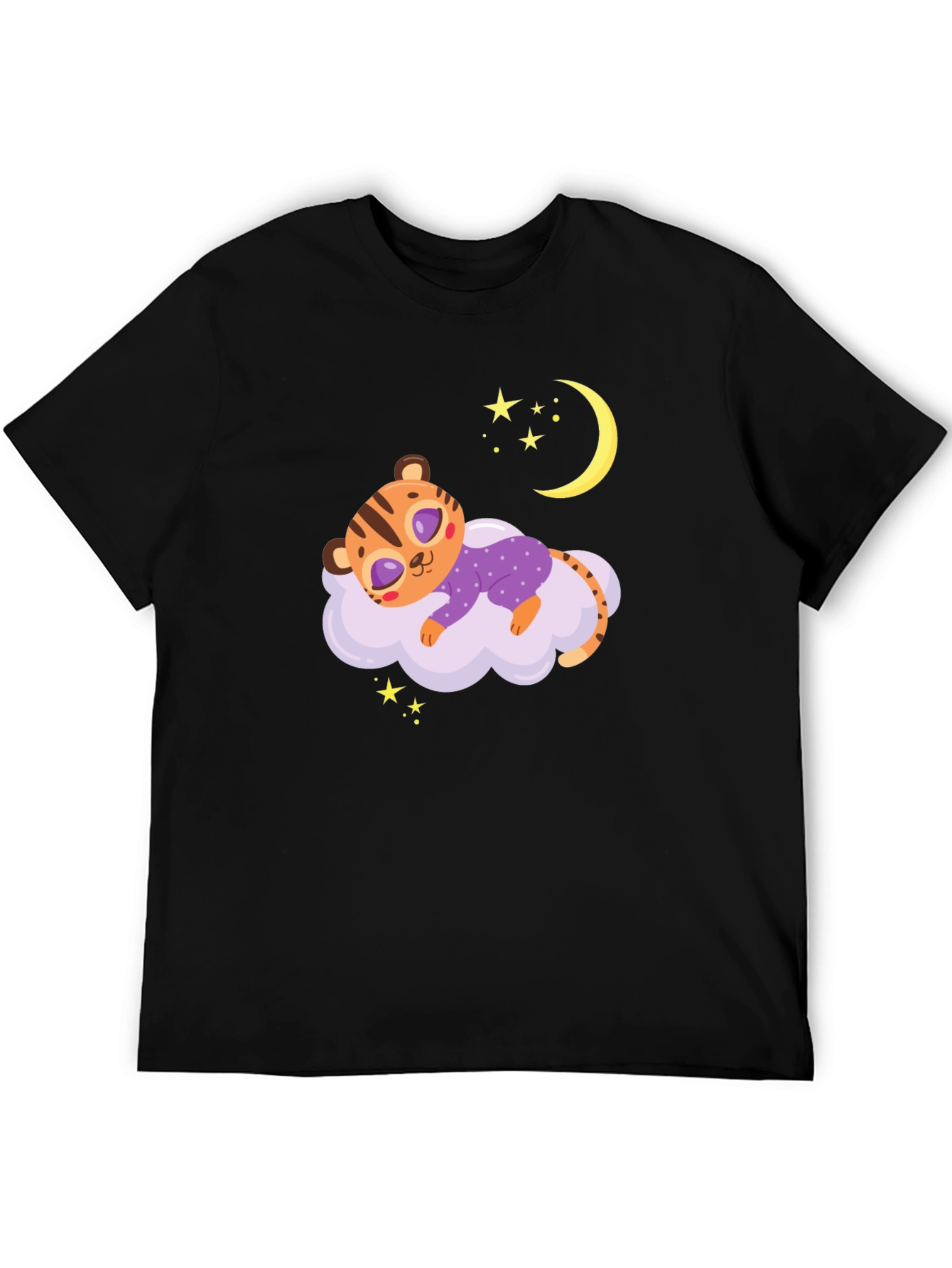 Black Cute Sleeping Tiger Tee view 5