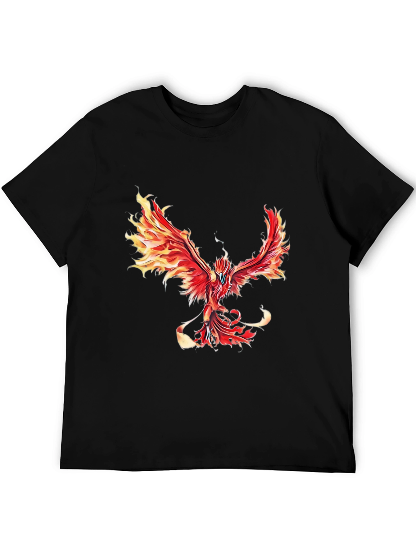 Black Fiery Phoenix Graphic Tee - Black Cotton Blend view 5
