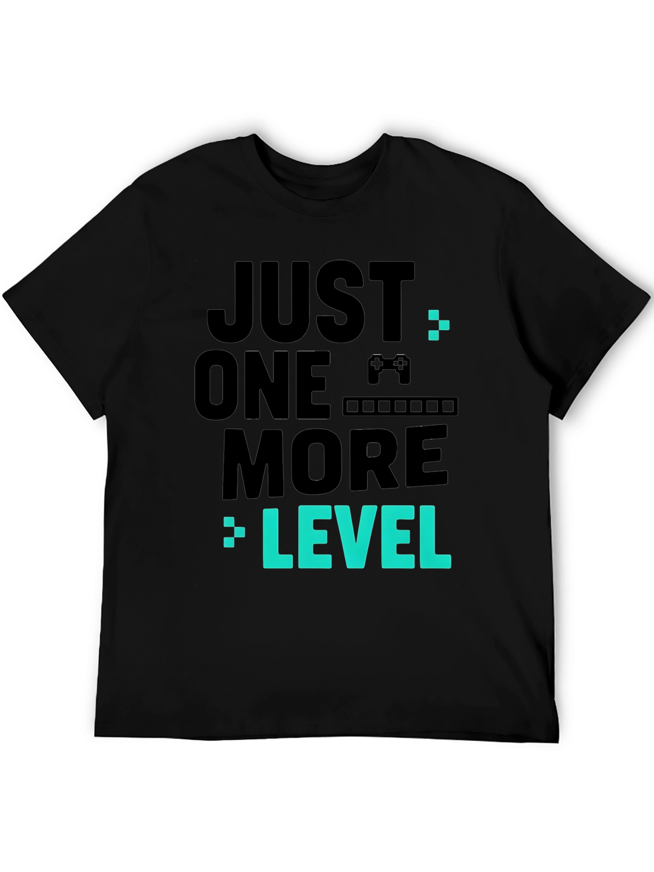 Black Just One More Level Black Gaming T-Shirt view 5