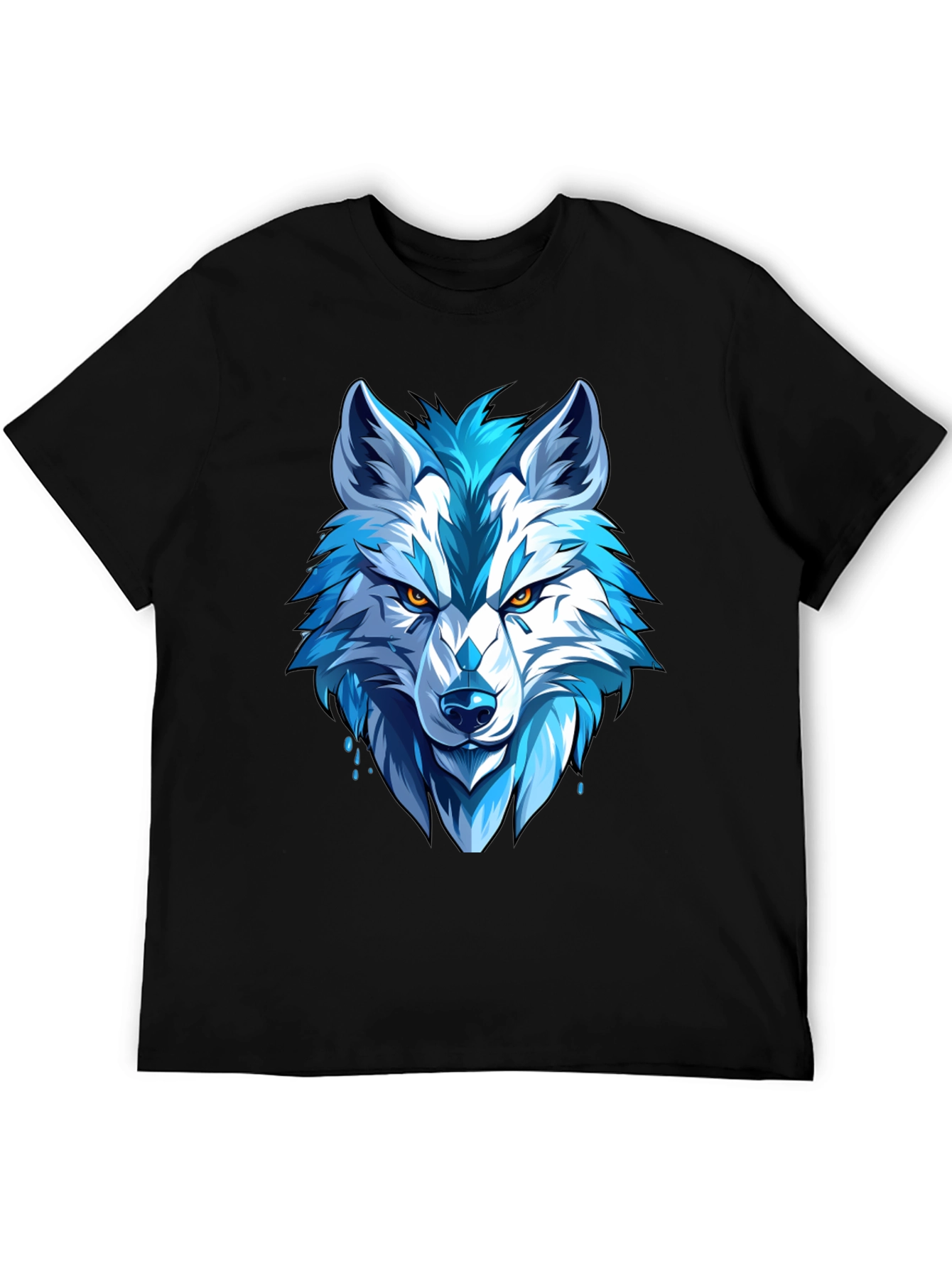 Black Cool Blue Wolf Graphic Tee - Fierce Style view 5