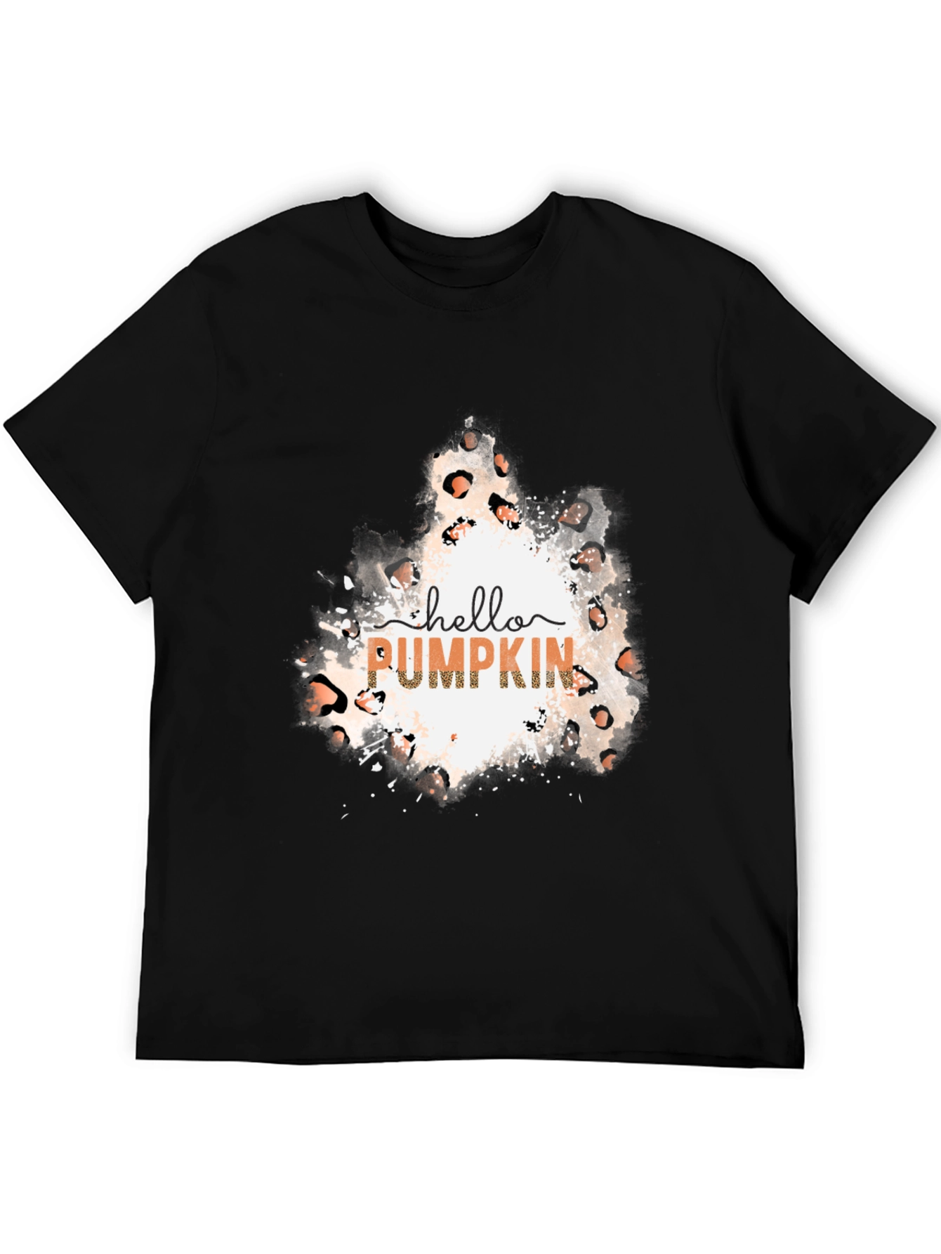 Black Hello Pumpkin Leopard Print Tee view 5