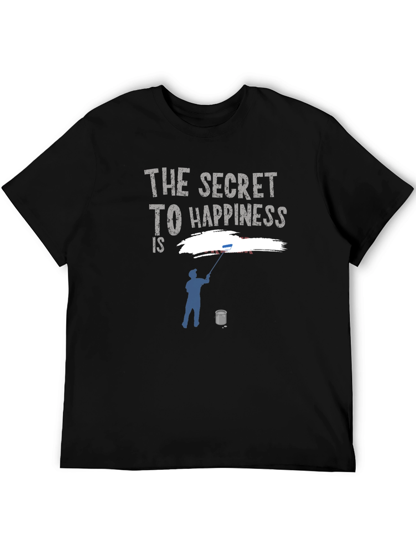 Black Secret to Happiness Painting Crew Neck T-Shirt view 5