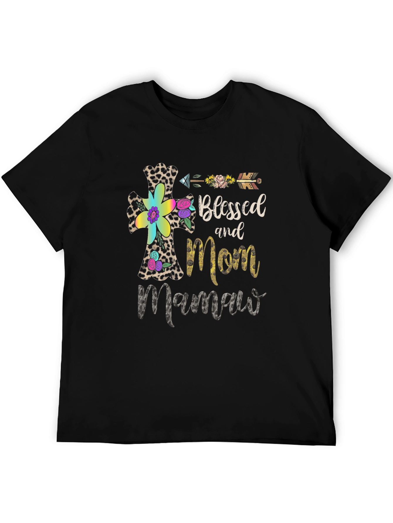 Black Blessed Mom Mamaw T-Shirt view 5