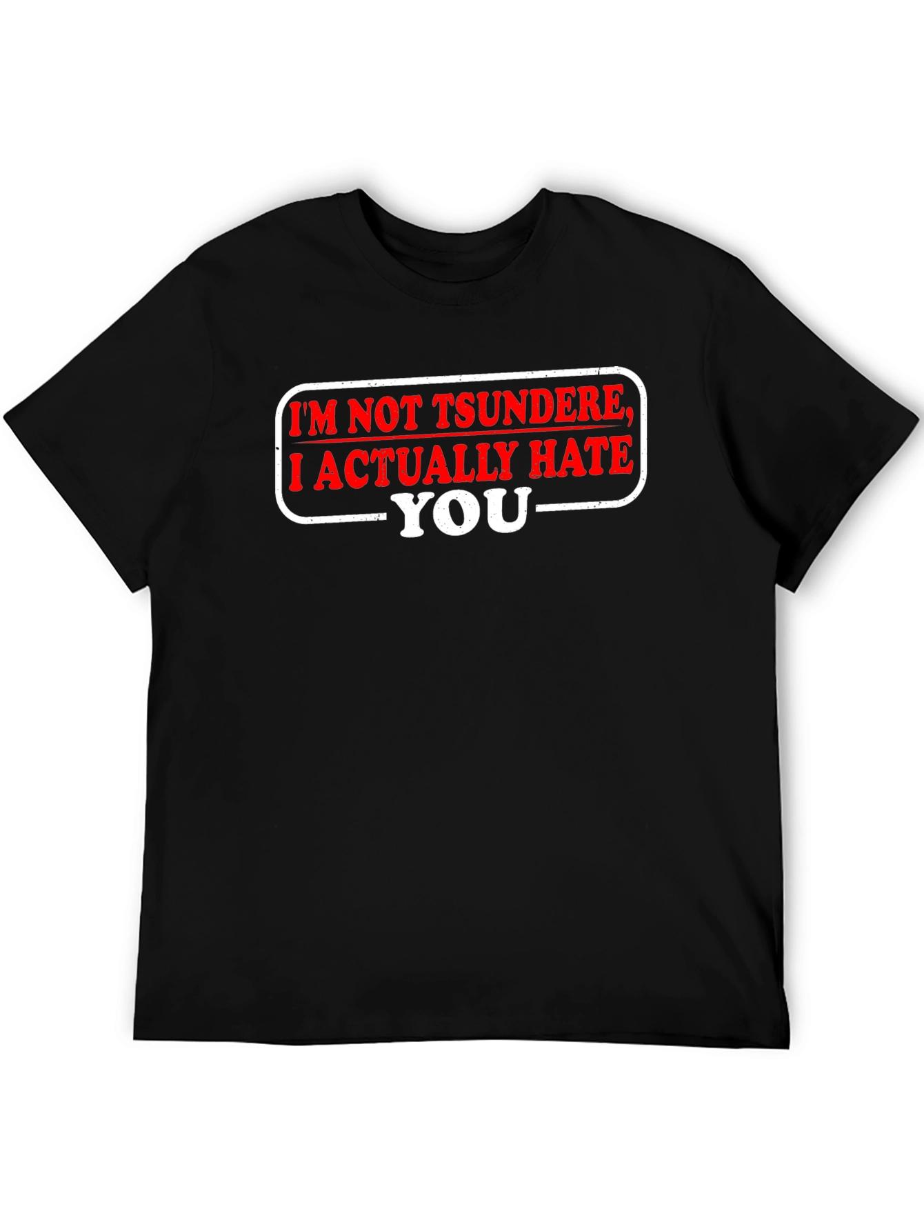 Black Tsundere Hate You Funny Black T-Shirt view 5