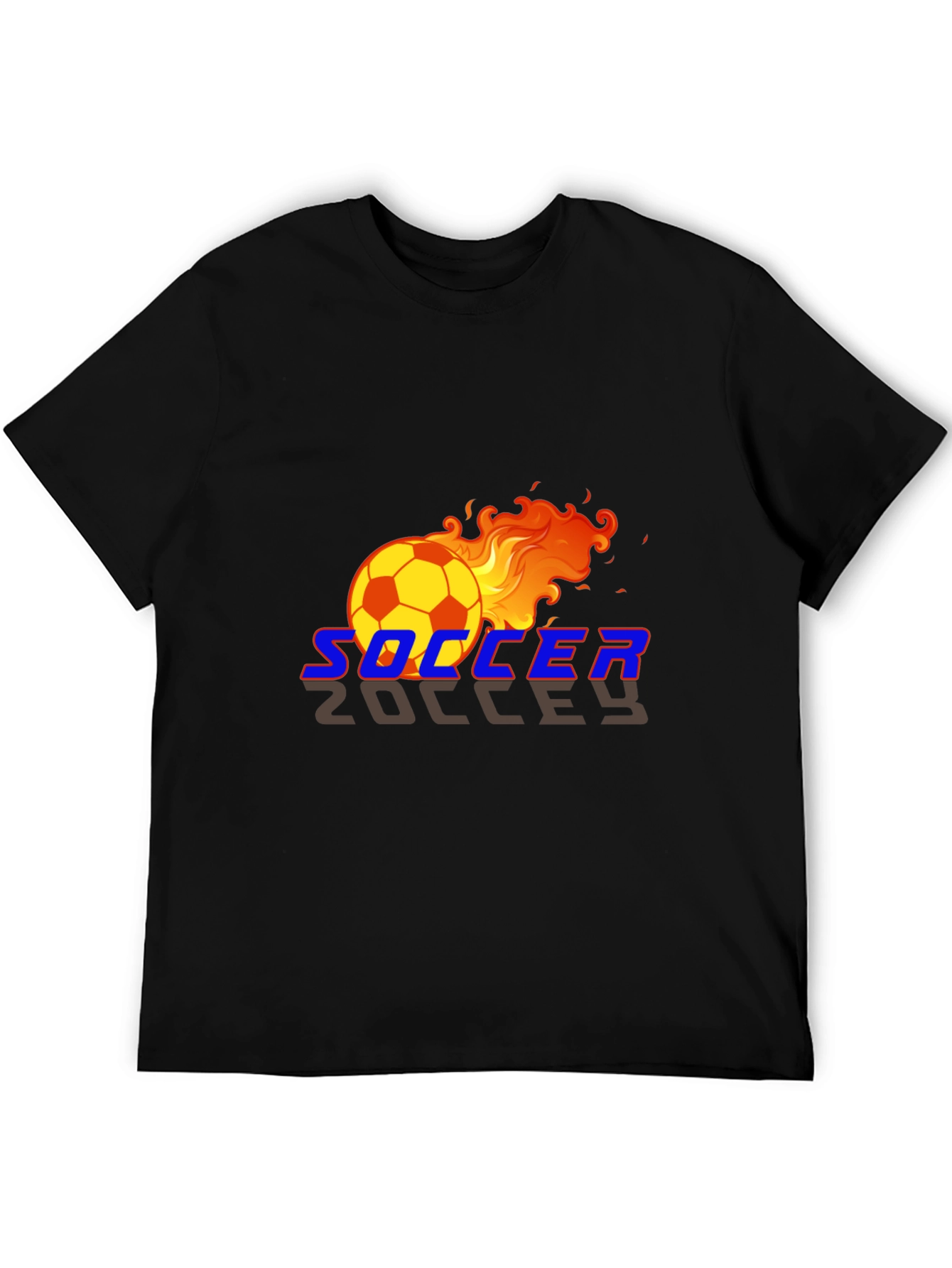 Black Flaming Soccer Ball Graphic T-Shirt view 5