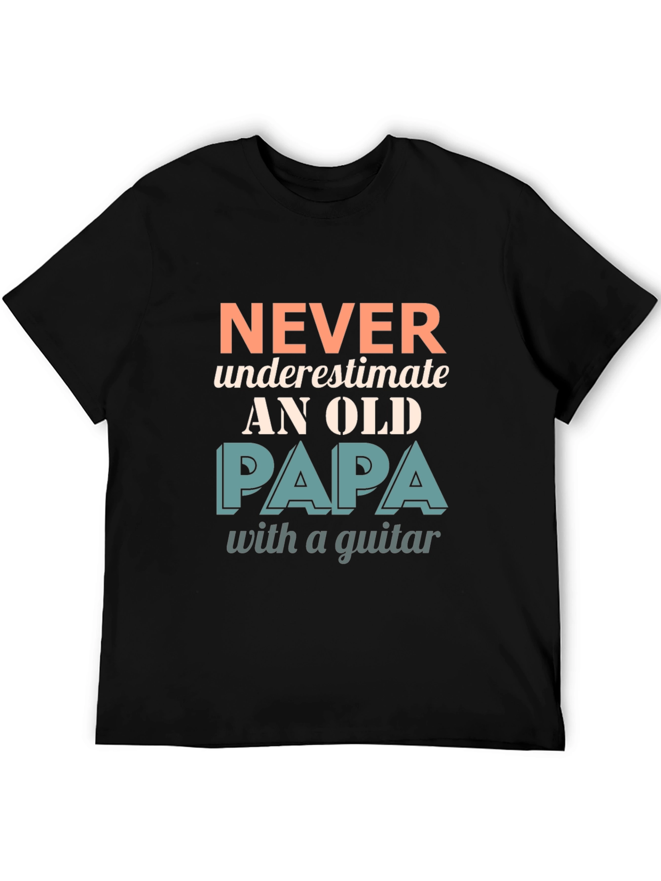 Black Never Underestimate Old Papa with a Guitar T-Shirt view 5