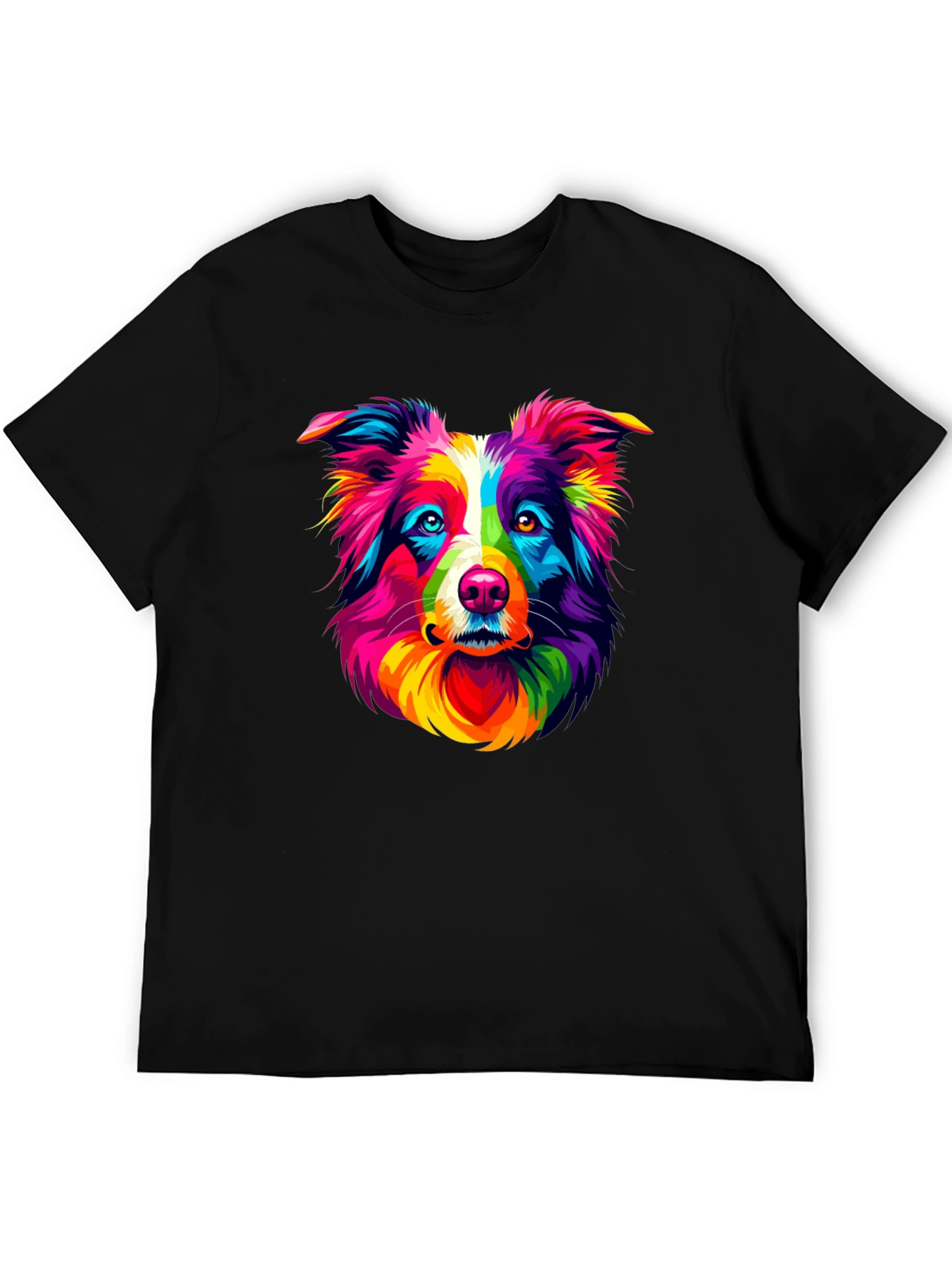 Black Colorful Dog Graphic Tee - Bold Pet Lover T-Shirt view 5