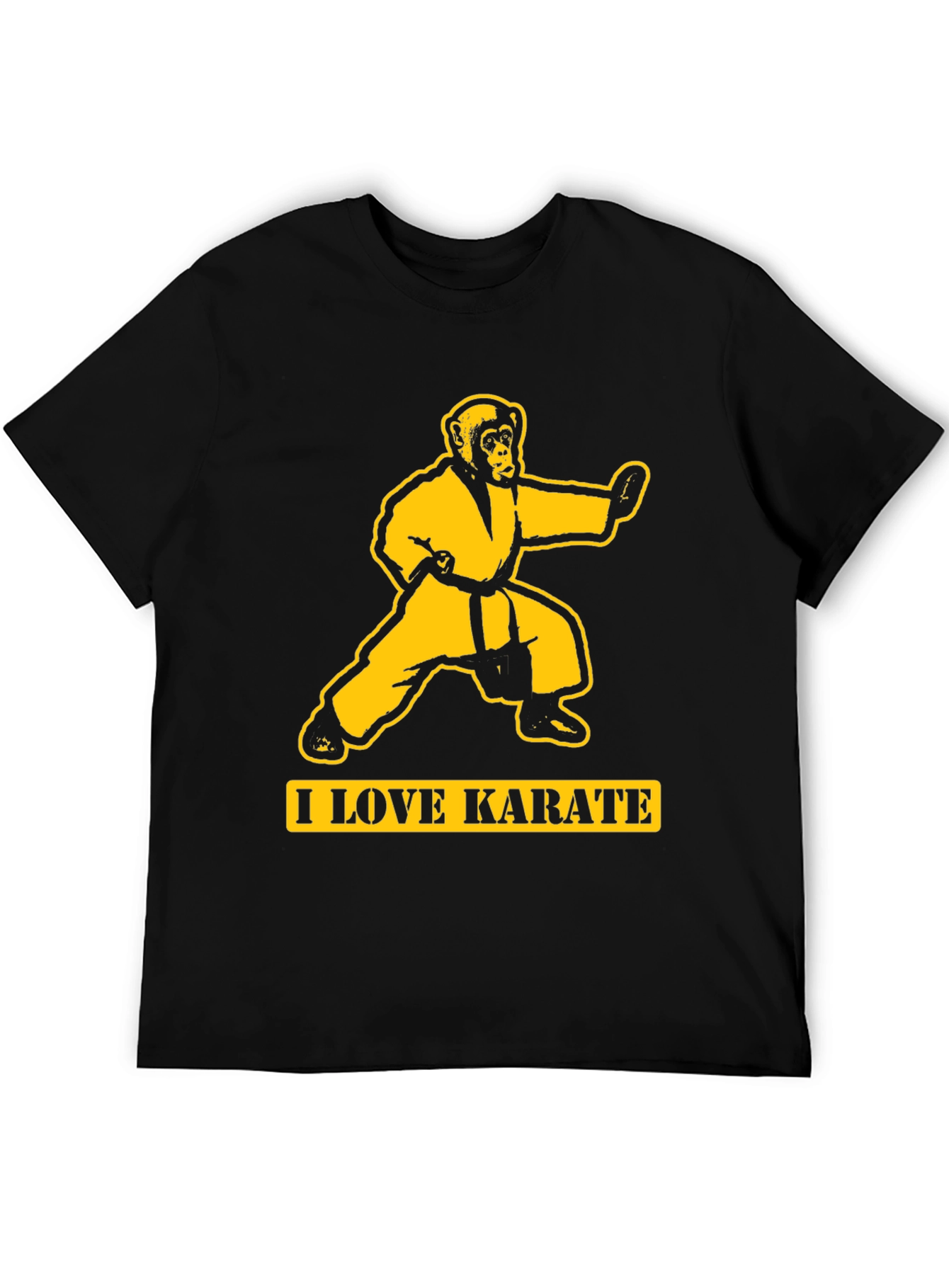 Black Karate Monkey T-Shirt - Black Cotton Tee view 5