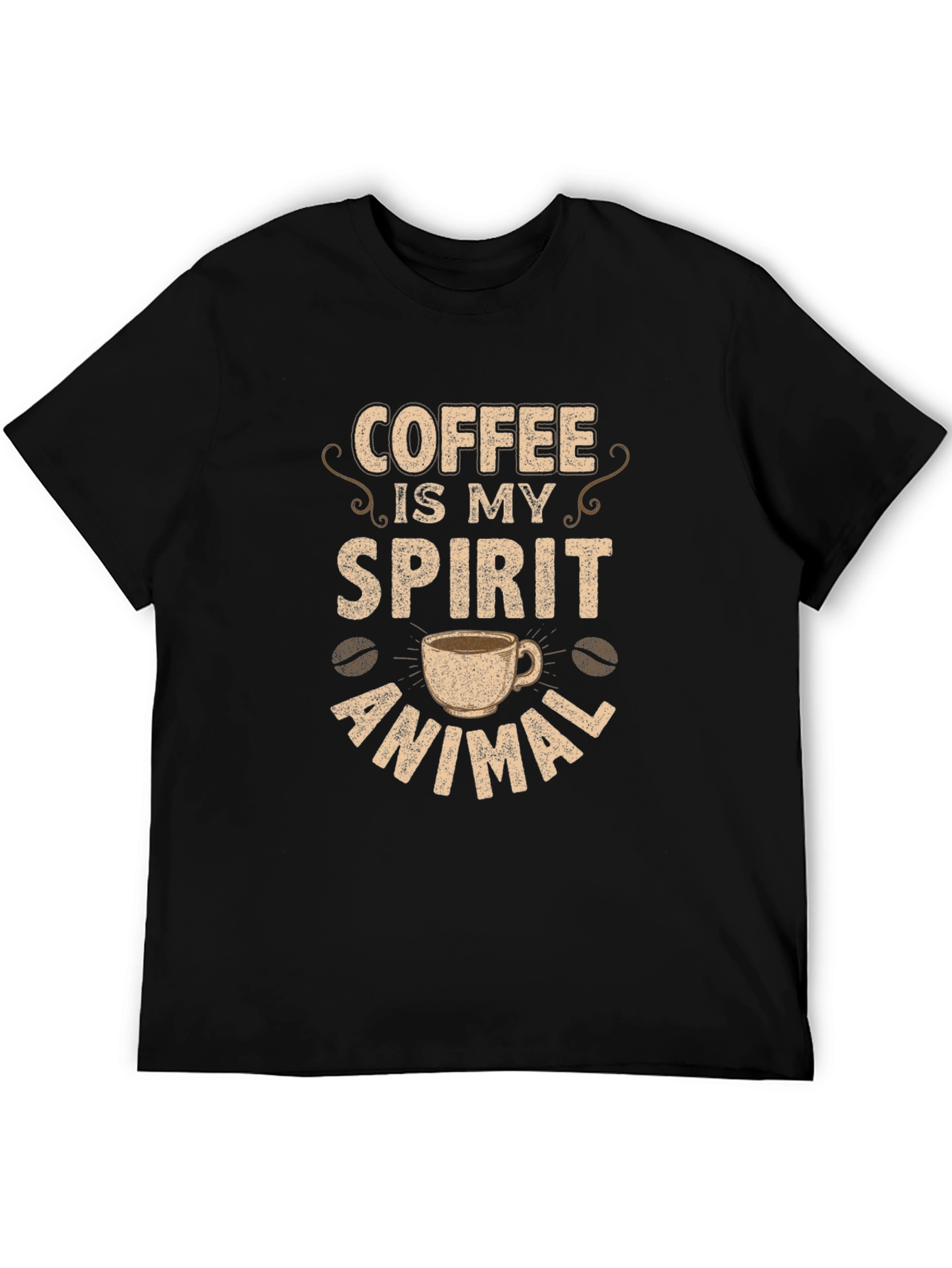 Black Coffee Is My Spirit Animal Black T-Shirt view 5