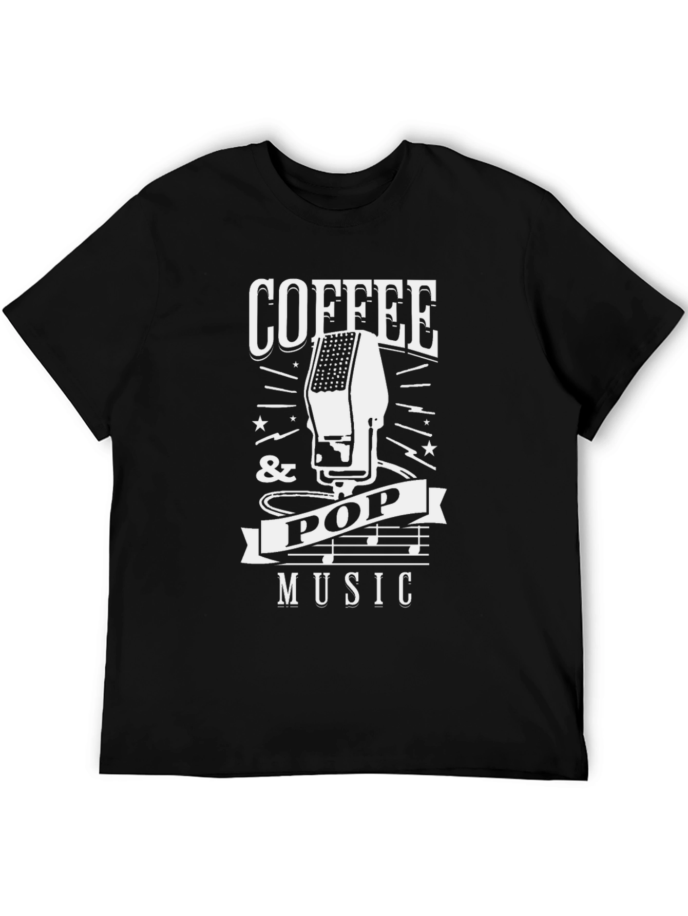 Black Coffee & Pop Music T-Shirt - Black Graphic Tee view 5