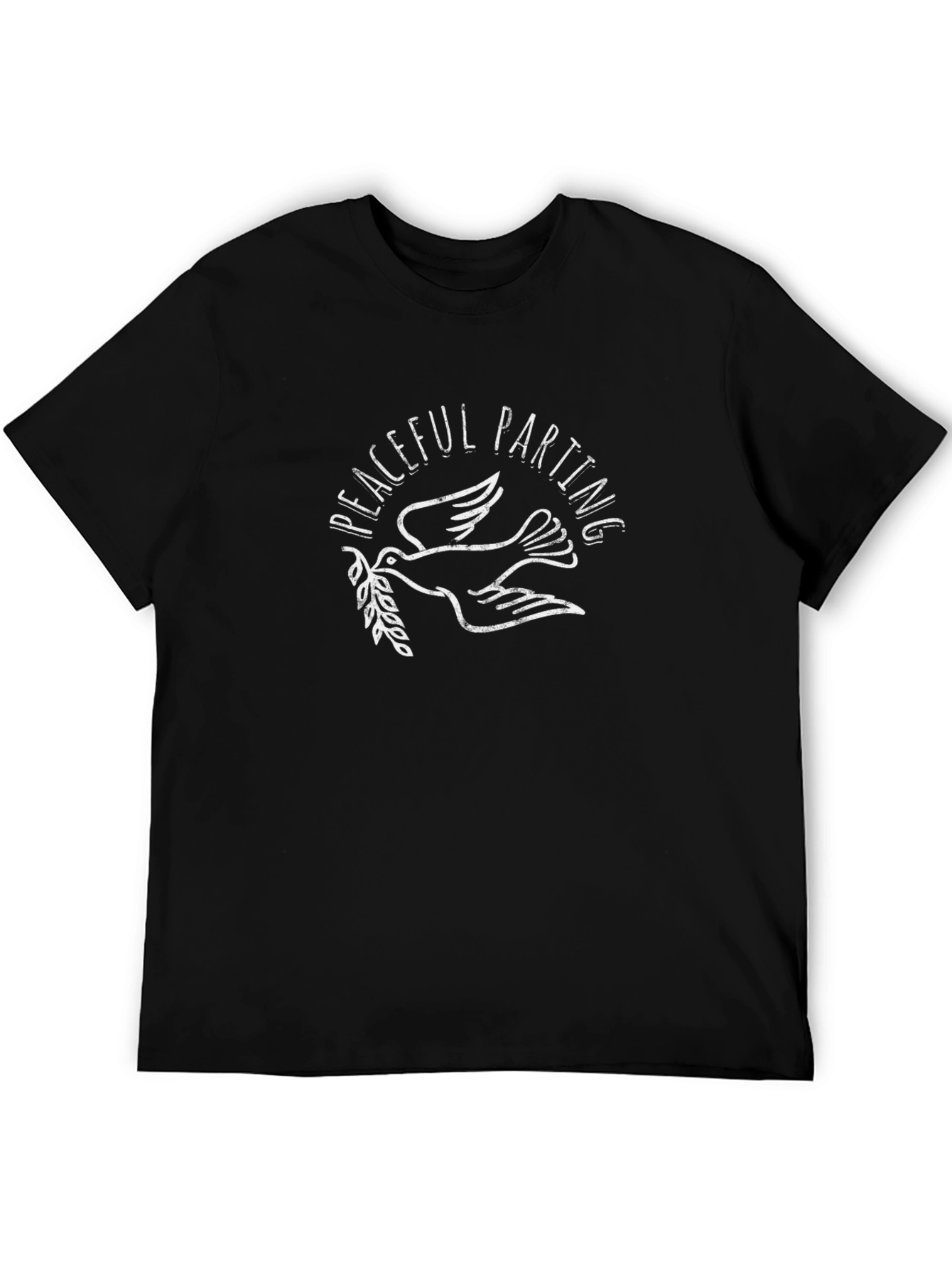 Black Peaceful Parting Dove Graphic Tee - Soft Cotton Blend view 5